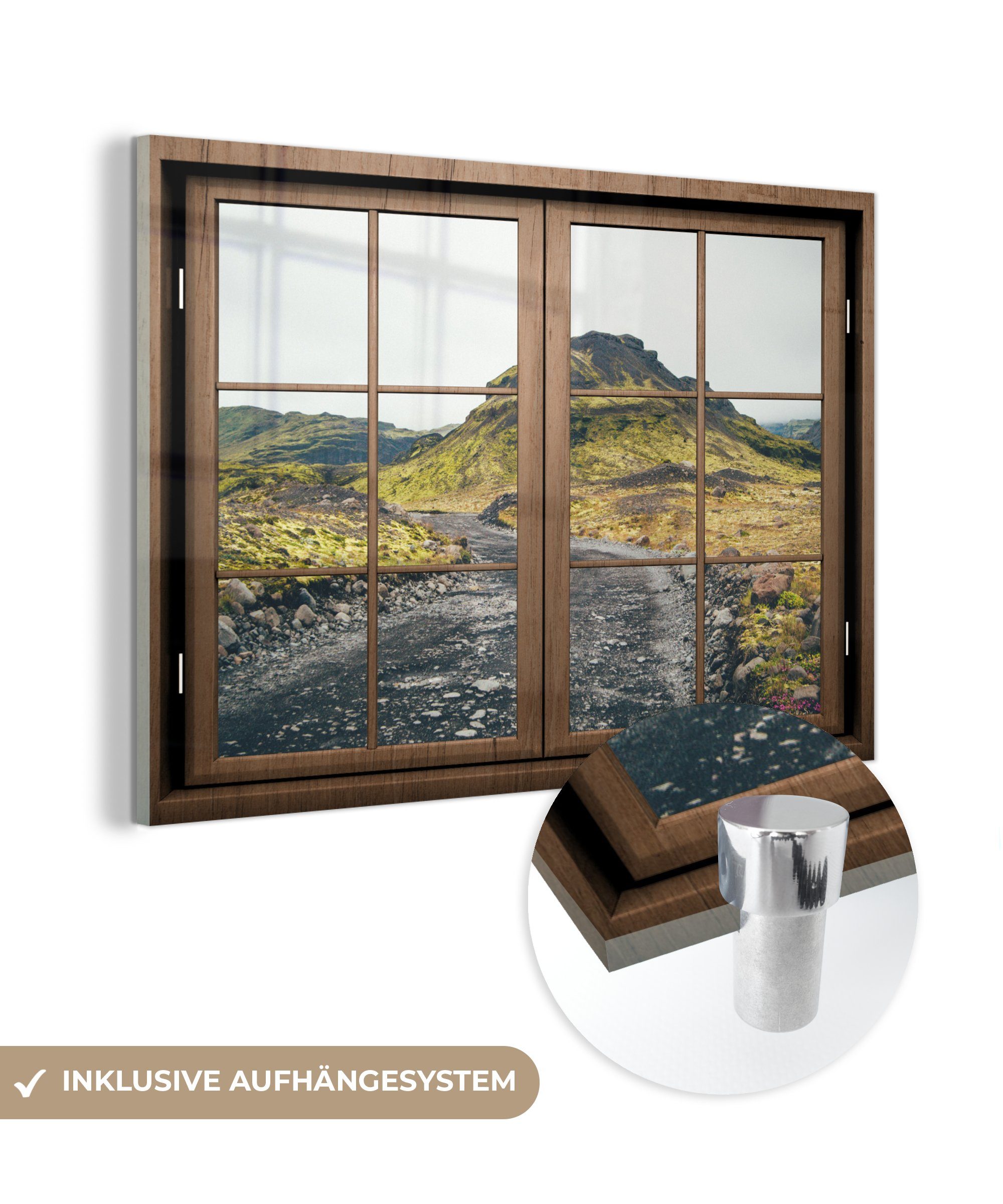 MuchoWow Acrylglasbild Aussicht - Berg - Steine, (1 St), Glasbilder - Bilder auf Glas Wandbild - Foto auf Glas - Wanddekoration