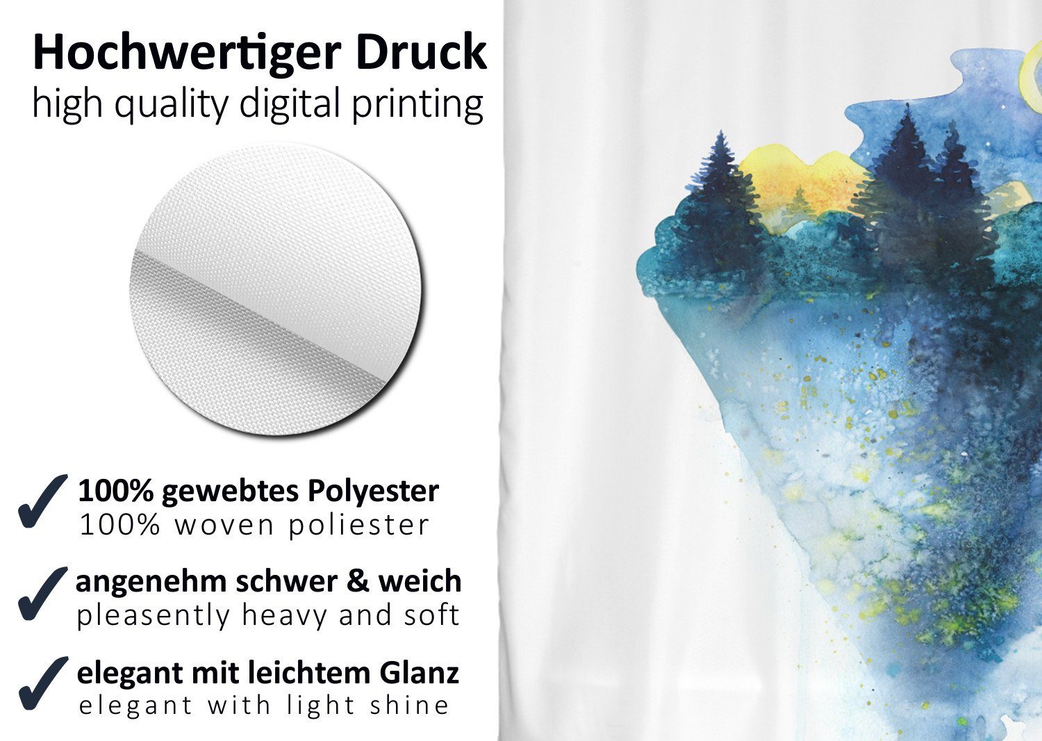 Arteneur Duschvorhang Breite 180 cm, Anti-Schimmel günstig online kaufen