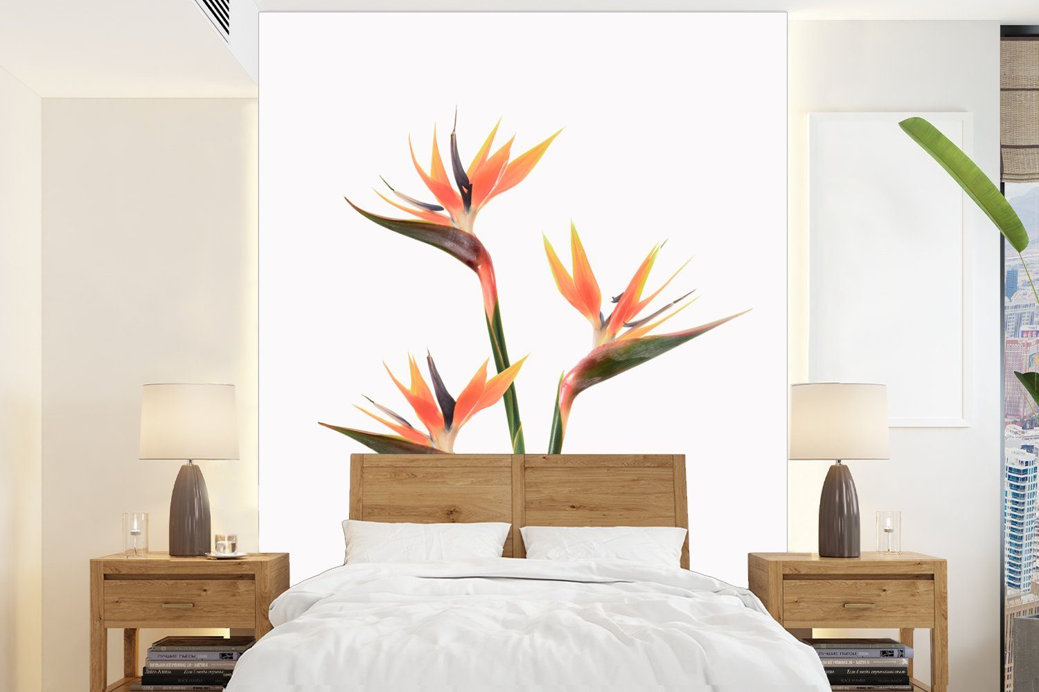 MuchoWow Fototapete Blumen - Orange - Natur - Pflanzen, Matt, bedruckt, (4 St), Montagefertig Vinyl Tapete für Wohnzimmer, Wandtapete