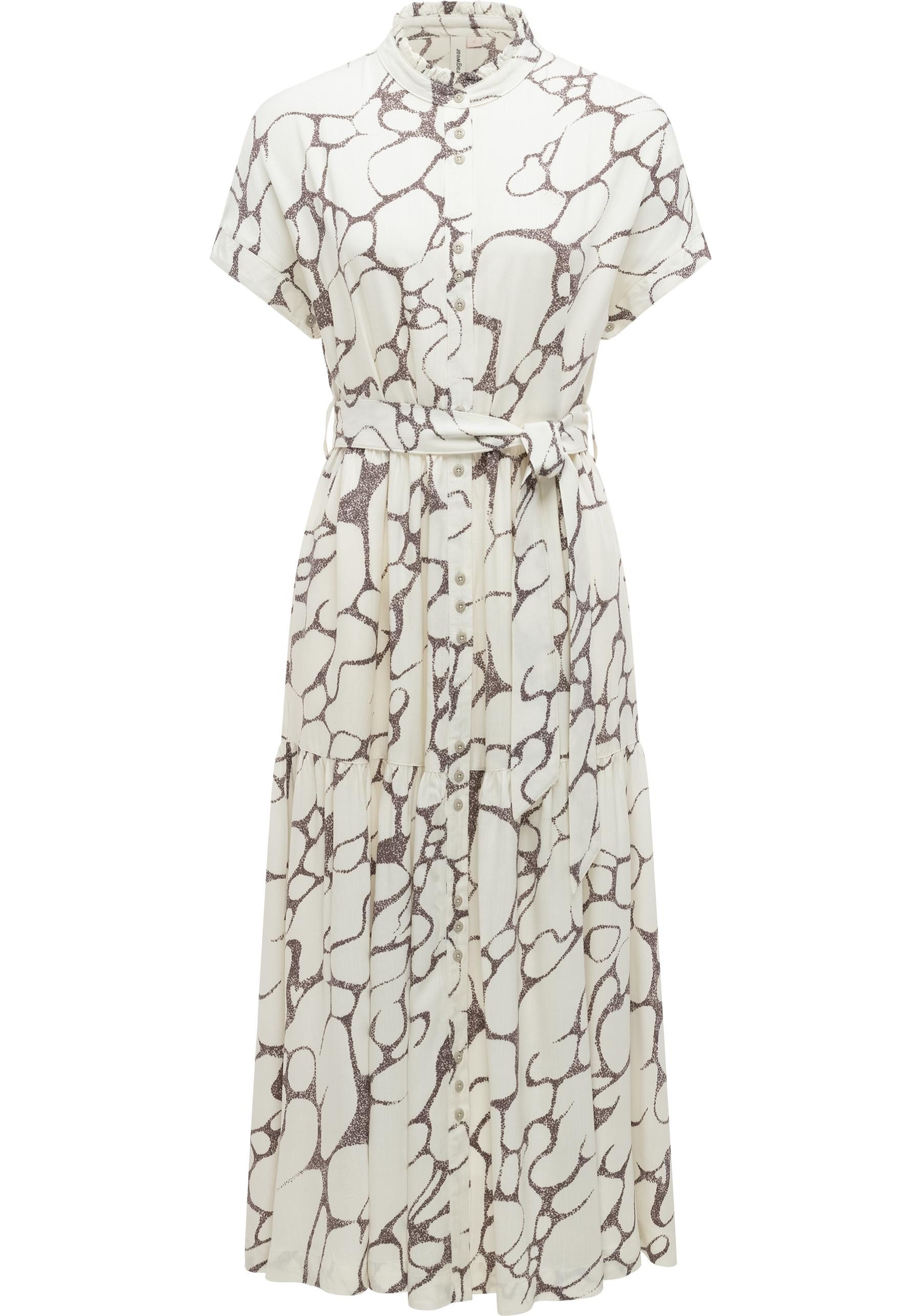 Ragwear A-Linien-Kleid Liora Print (1-tlg) Wadenlanges Kurzarmkleid mit Bindeband