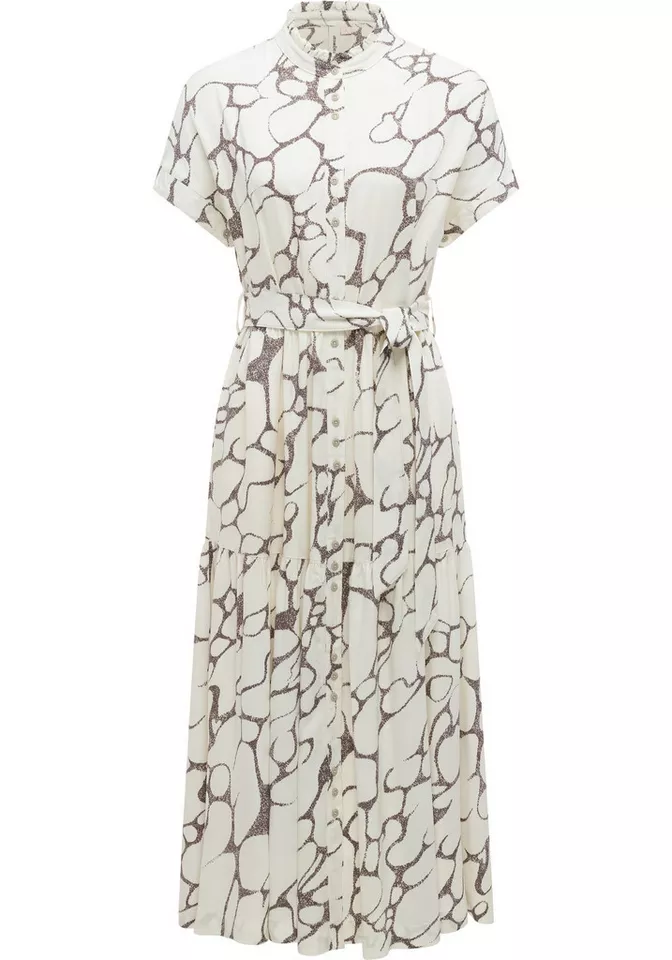 Ragwear A-Linien-Kleid Liora Print (1-tlg) Wadenlanges Kurzarmkleid mit Bindeband