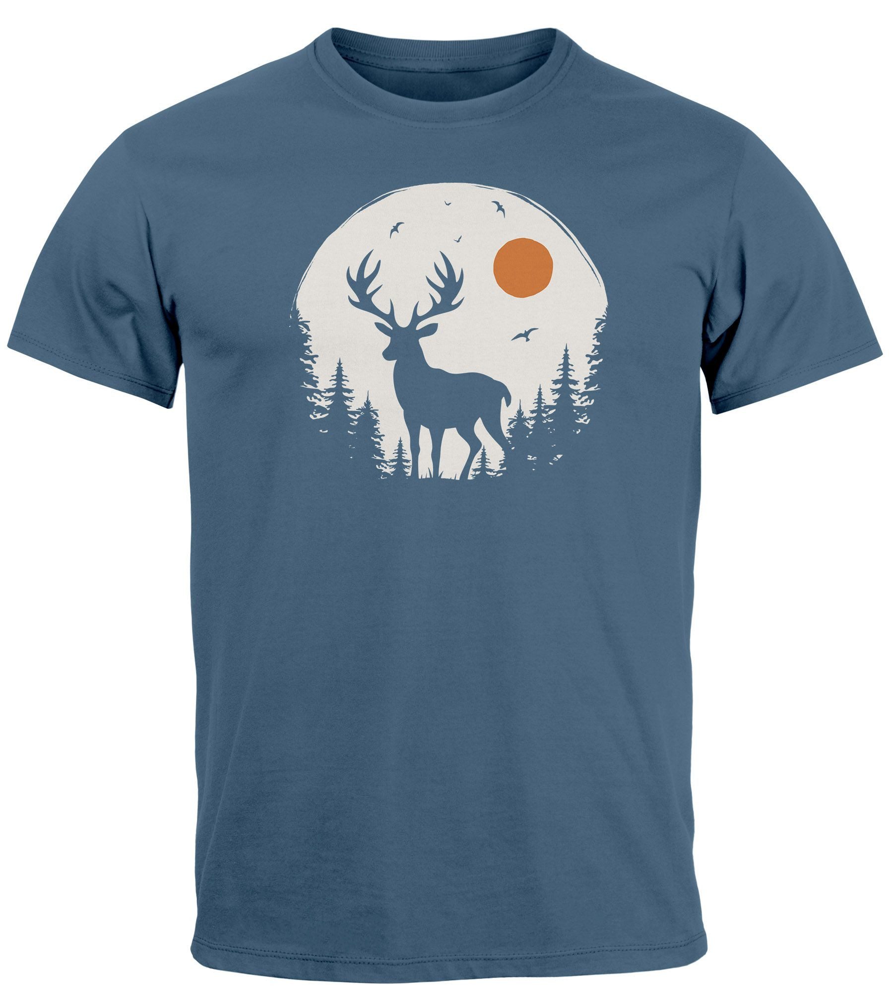Neverless Print-Shirt Herren T-Shirt Frontprint Hirsch günstig online kaufen