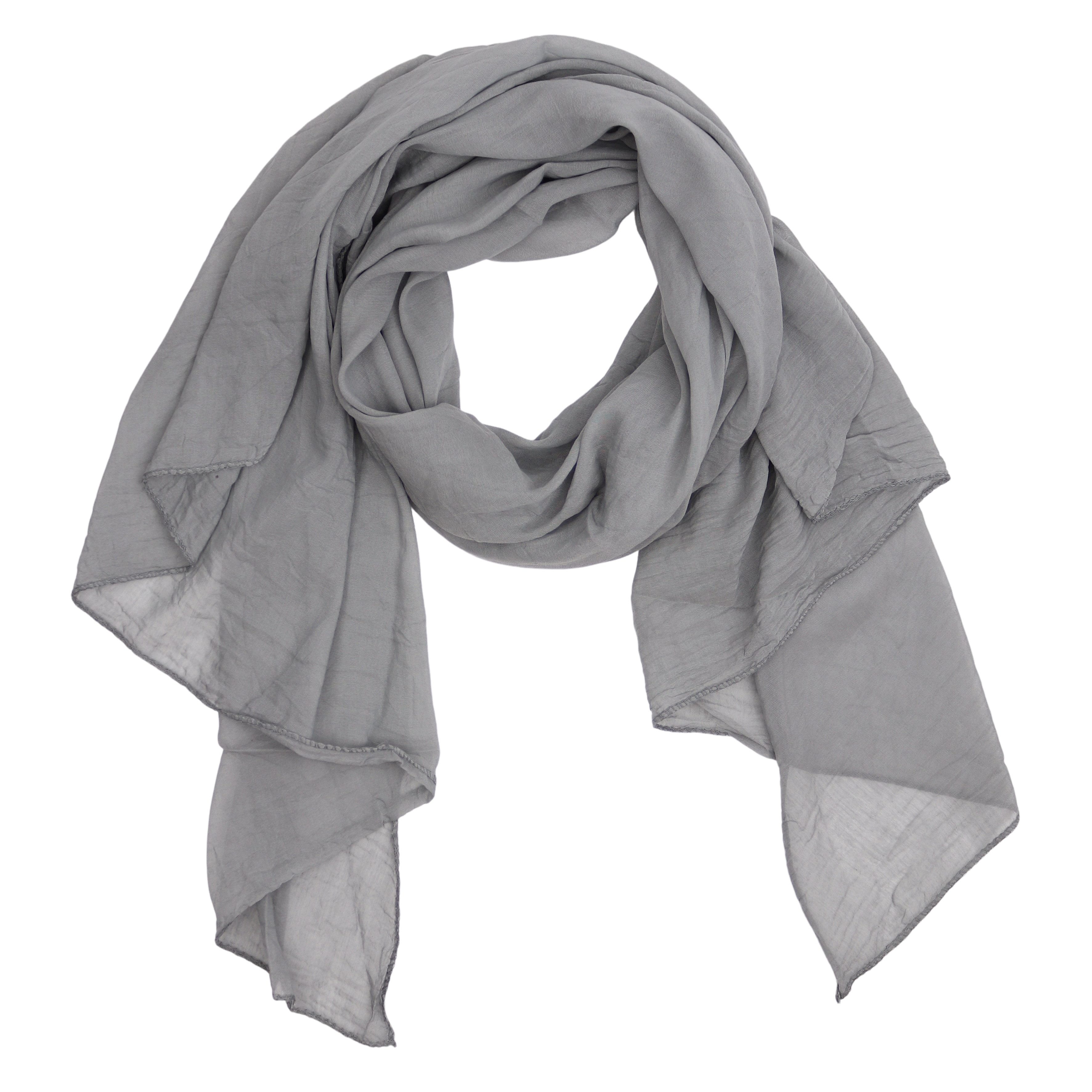 MIRROSI Modeschal Asymmetrischer Schal, Made in Italy 20% Seide 80% Baumwolle, (ca. 170x77cm, Leicht und bequem, Unifarbe), Damen Halstuch ideal für Frühling, Sommer und Herbst