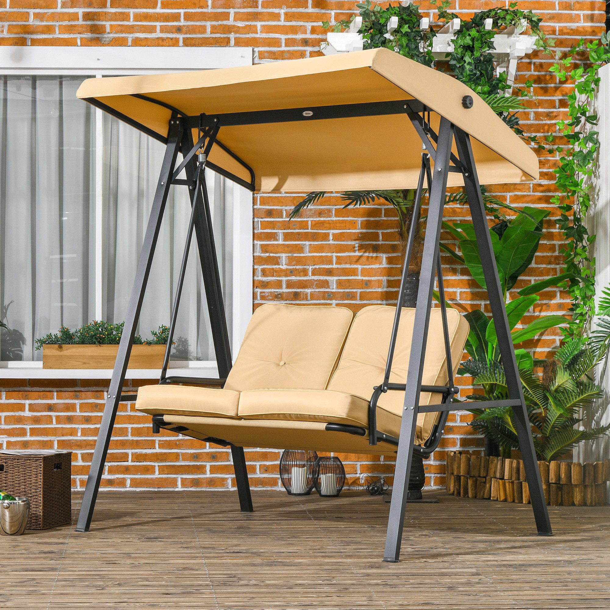 Outsunny Hollywoodschaukel mit verstellbarem Sonnendach, belast günstig online kaufen