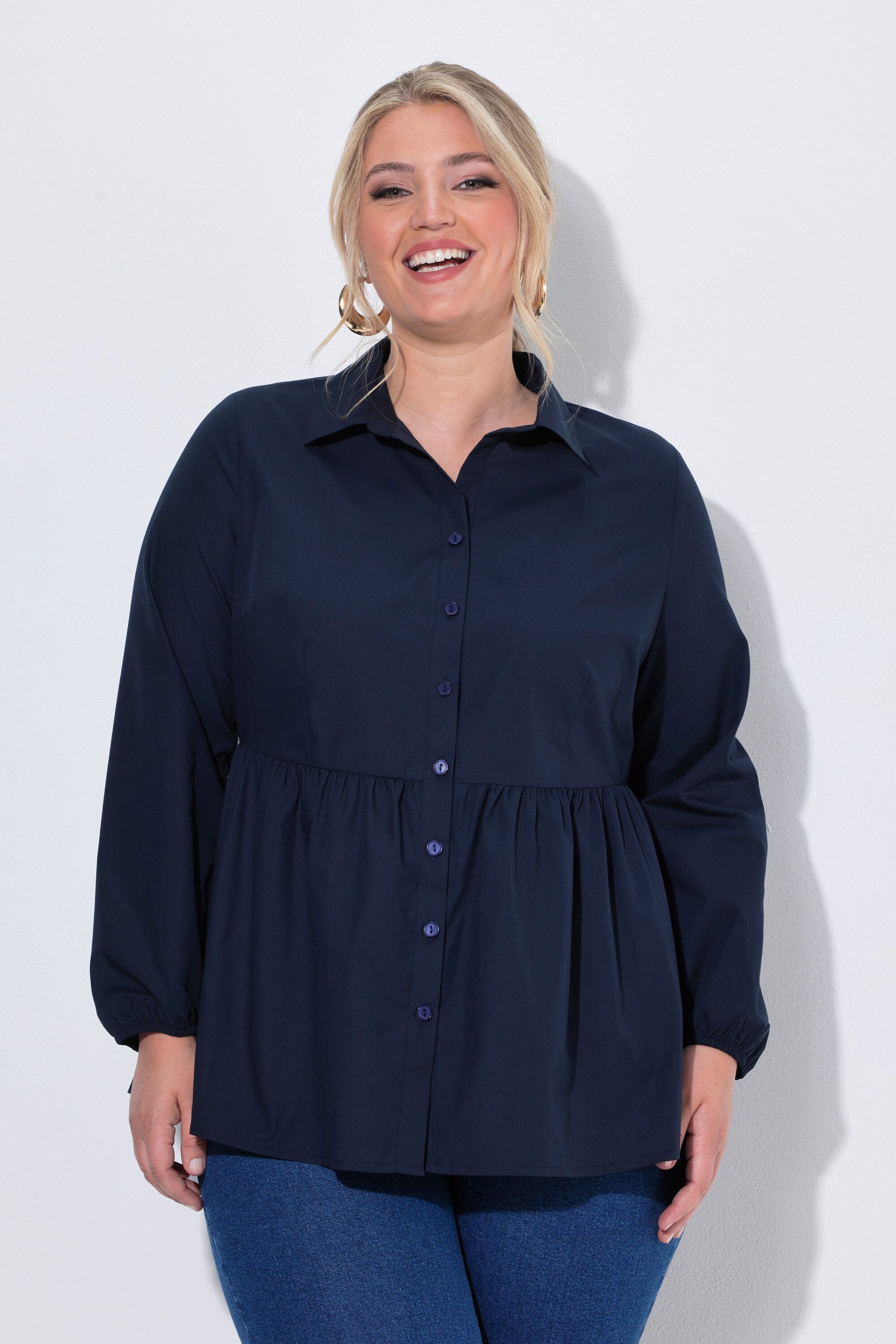 MIAMODA Longbluse Bluse A-Linie Schößchen Langarm
