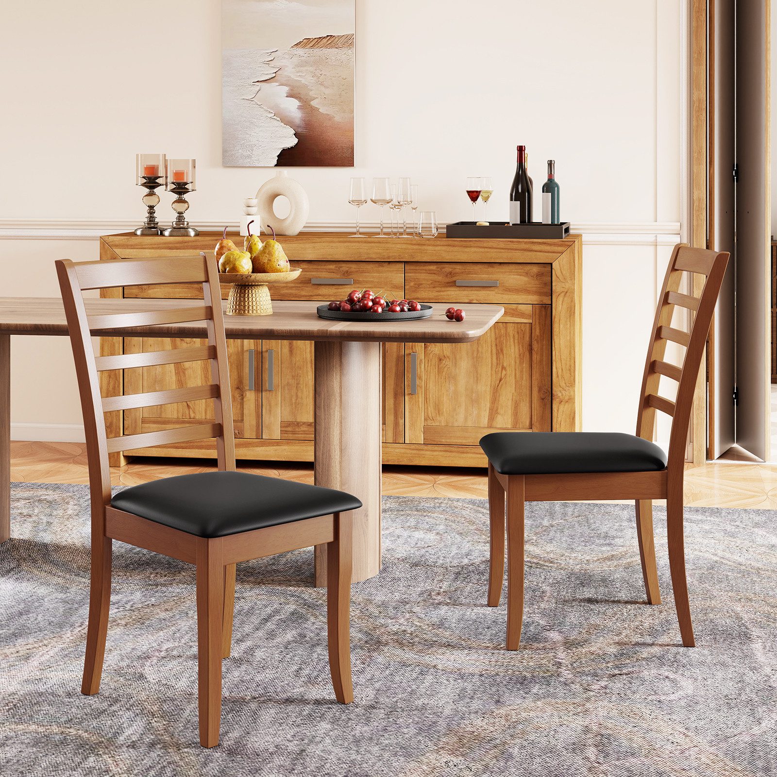 COSTWAY Esszimmerstuhl, Küchenstuhl Holz, Esstisch Stühle mit gepolsterter günstig online kaufen