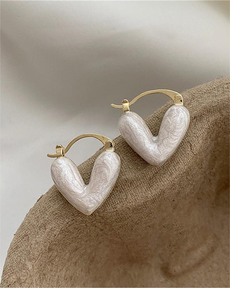 Rouemi Paar Ohrstecker Paar Herz-Ohrringe,hochwertige minimalistische Ohrstecker