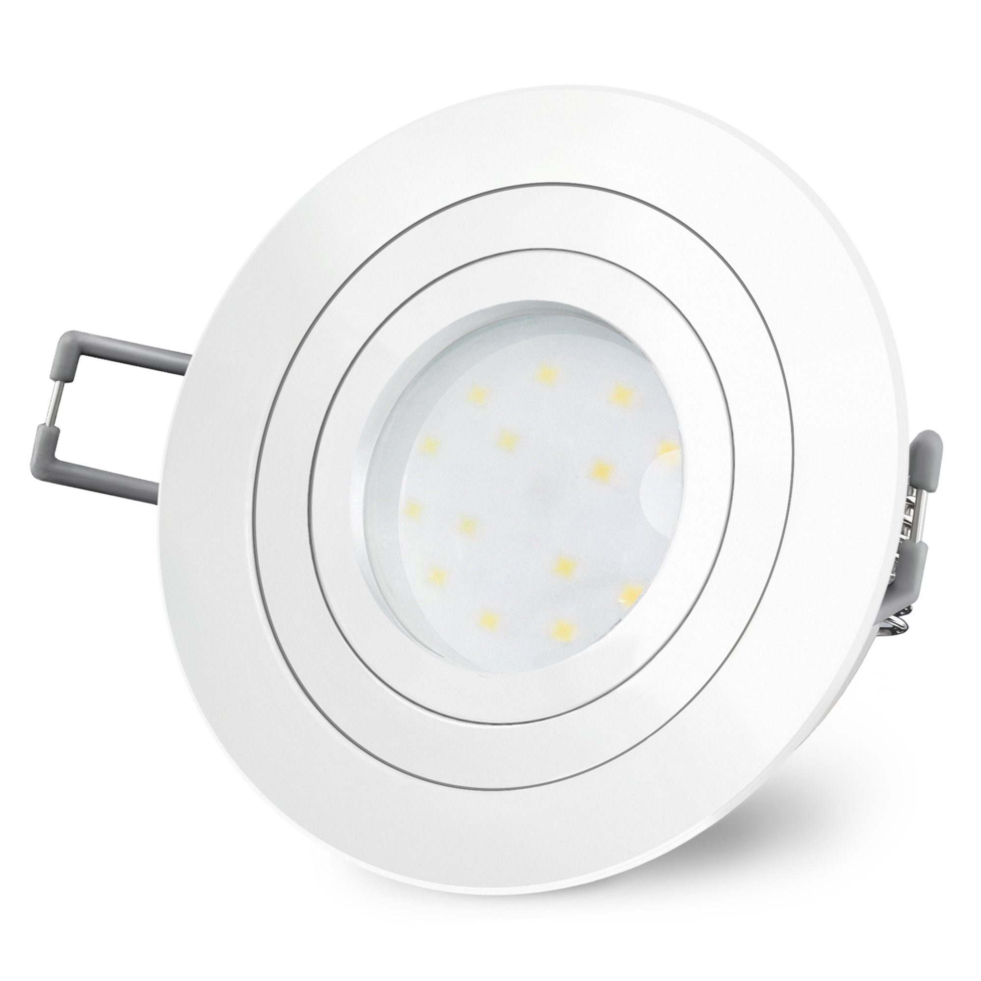SSC-LUXon LED Einbaustrahler RF-2 runder Einbauspot weiss, schwenkbar flach mit fourSTEP Dim LED, Warmweiß