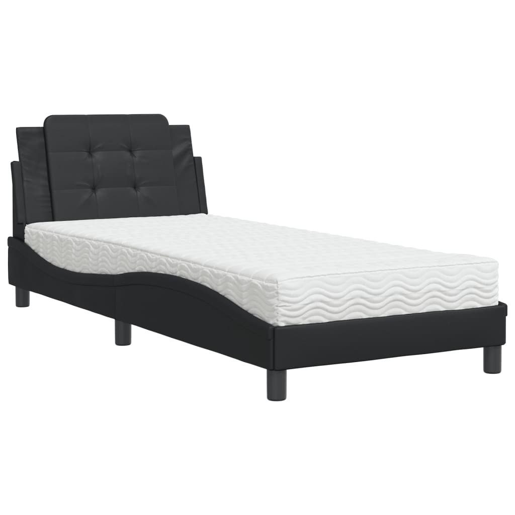 vidaXL Bett Bettgestell ohne Matratze "Zadar" Schwarz 90x190 cm Kunstleder
