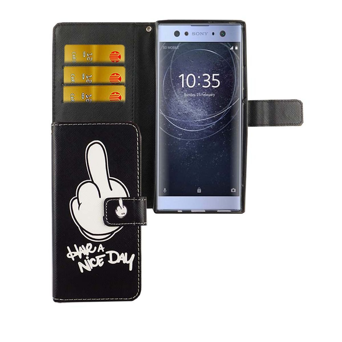König Design Handyhülle Sony Xperia XA2 Ultra, Sony Xperia XA2 Ultra Handyhülle Bookcover Schwarz