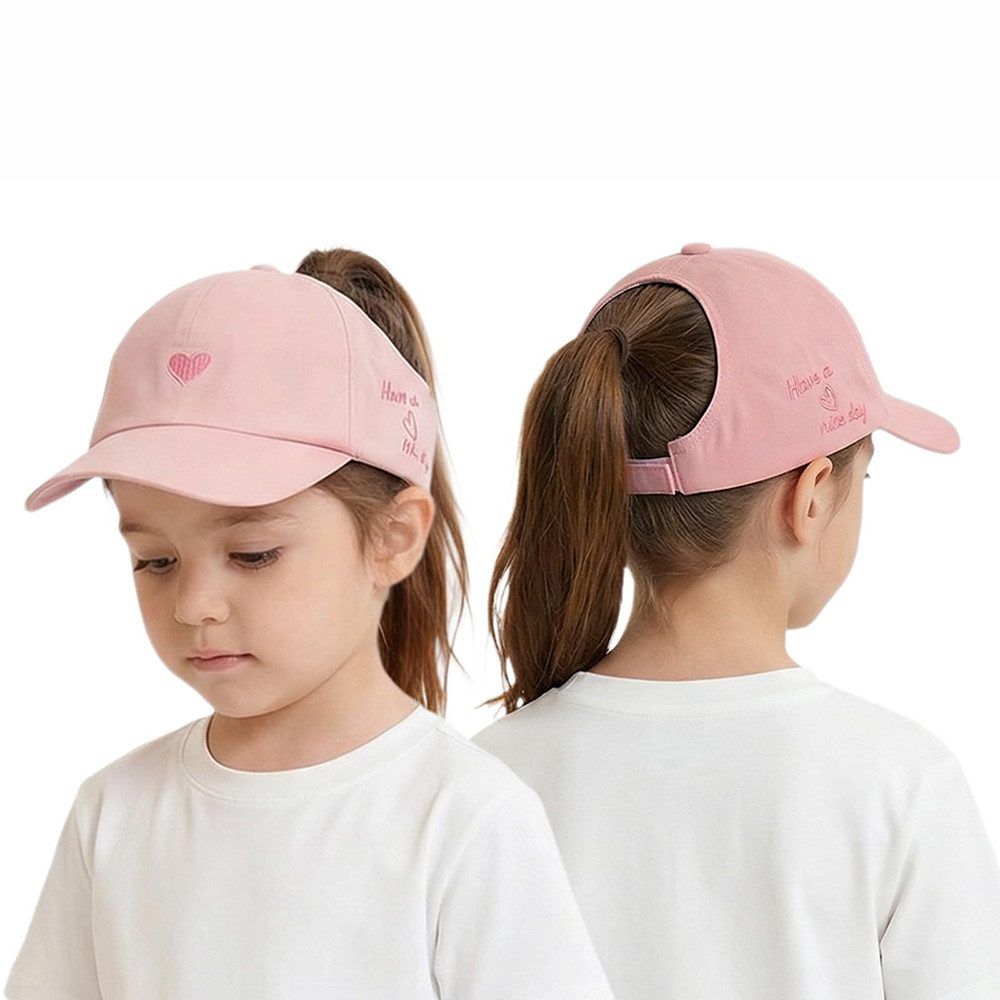 nsihing Sonnenhut Baseballkappe Pferdeschwanz für Kinder,Basecap für Mädchen Weich Atmungsaktives,Sonnenhut Kinder Sommer UV-Schutz