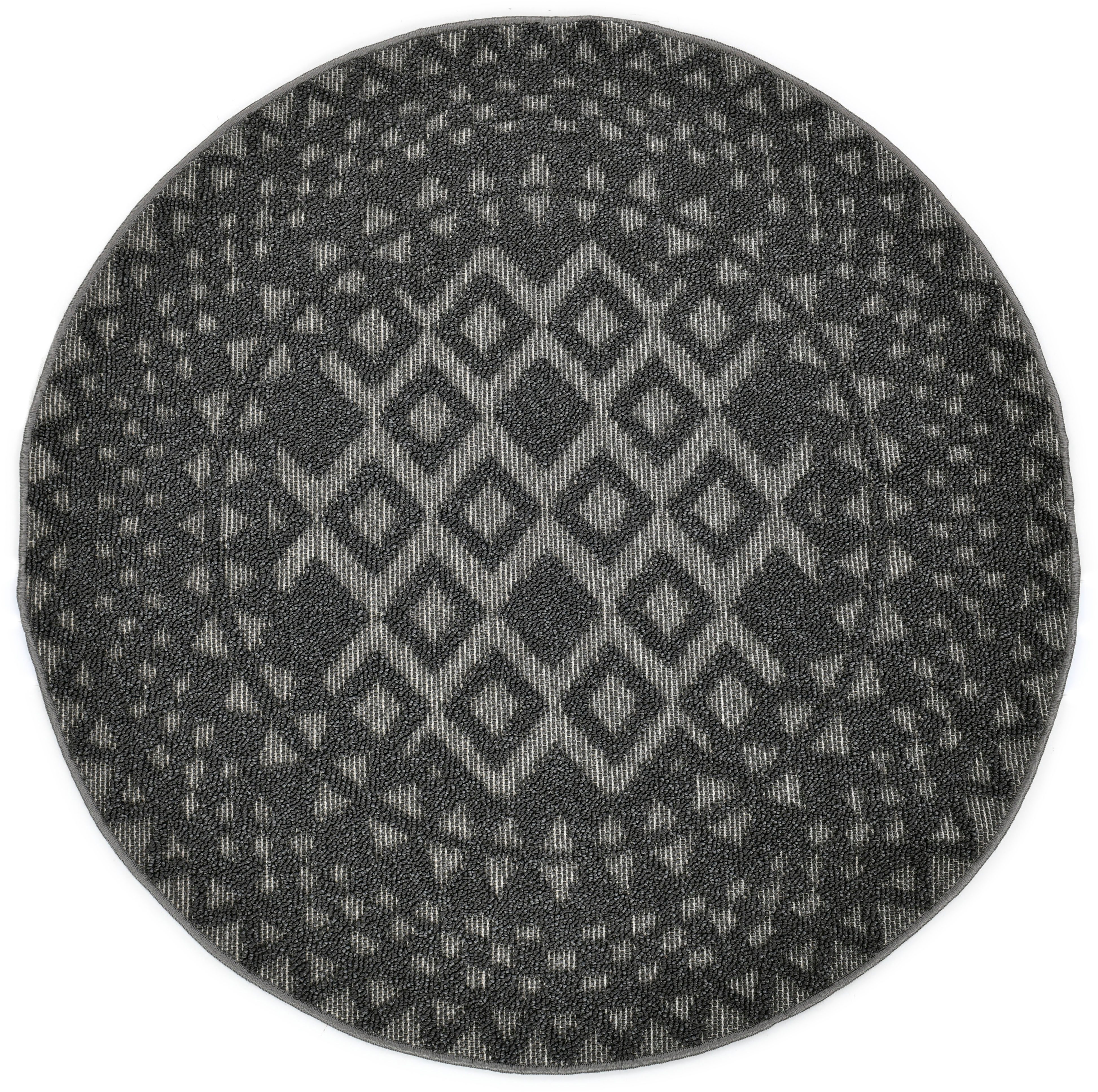 my home Teppich Juliane Outdoor, rund, Höhe: 12 mm, Hoch-Tief-Struktur, Boh günstig online kaufen