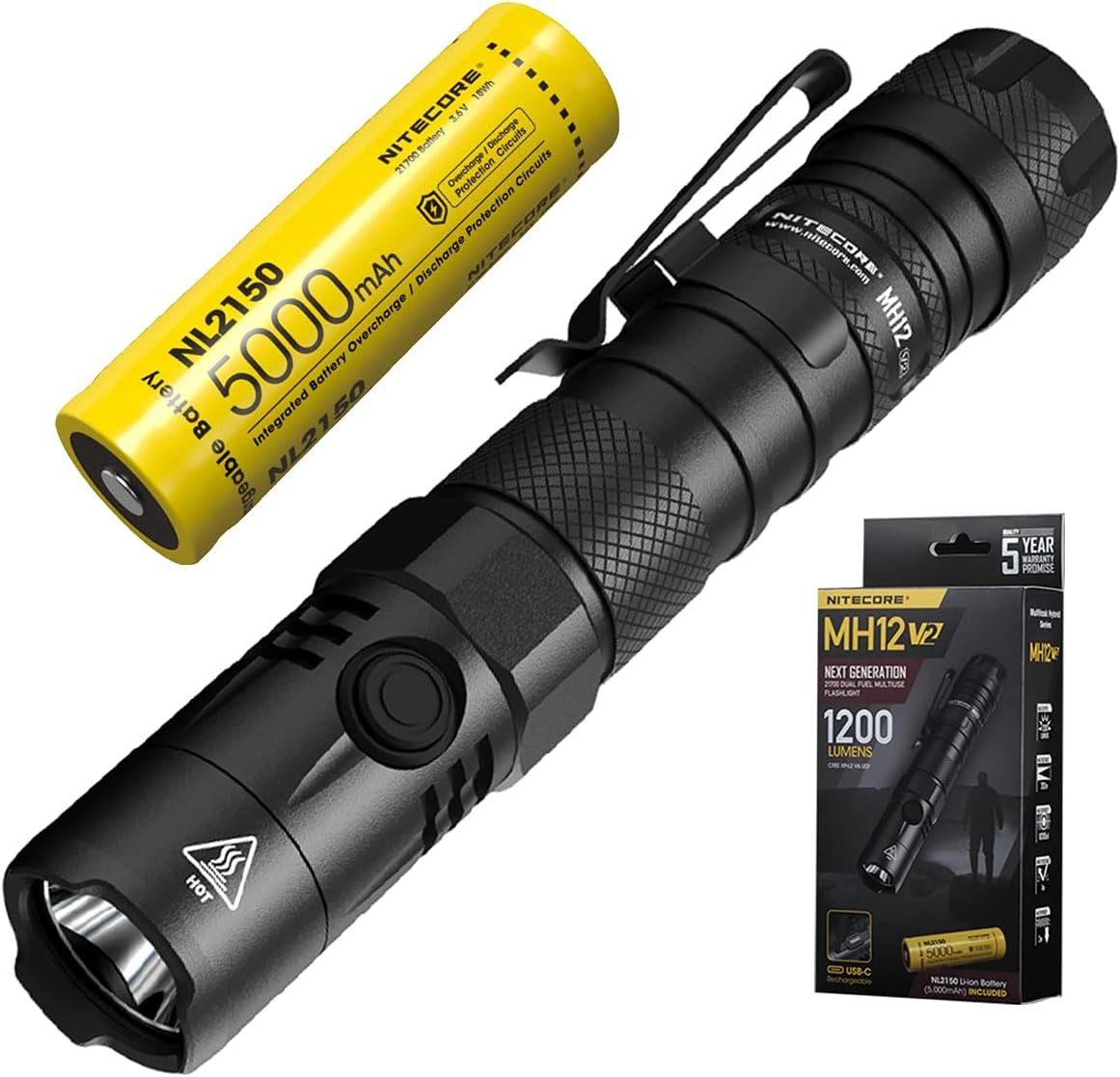 V2 1200 Lumen MH12 – Taschenlampe wasserdicht – Nitecore wiederaufladbar LED (1-St) Taschenlampe