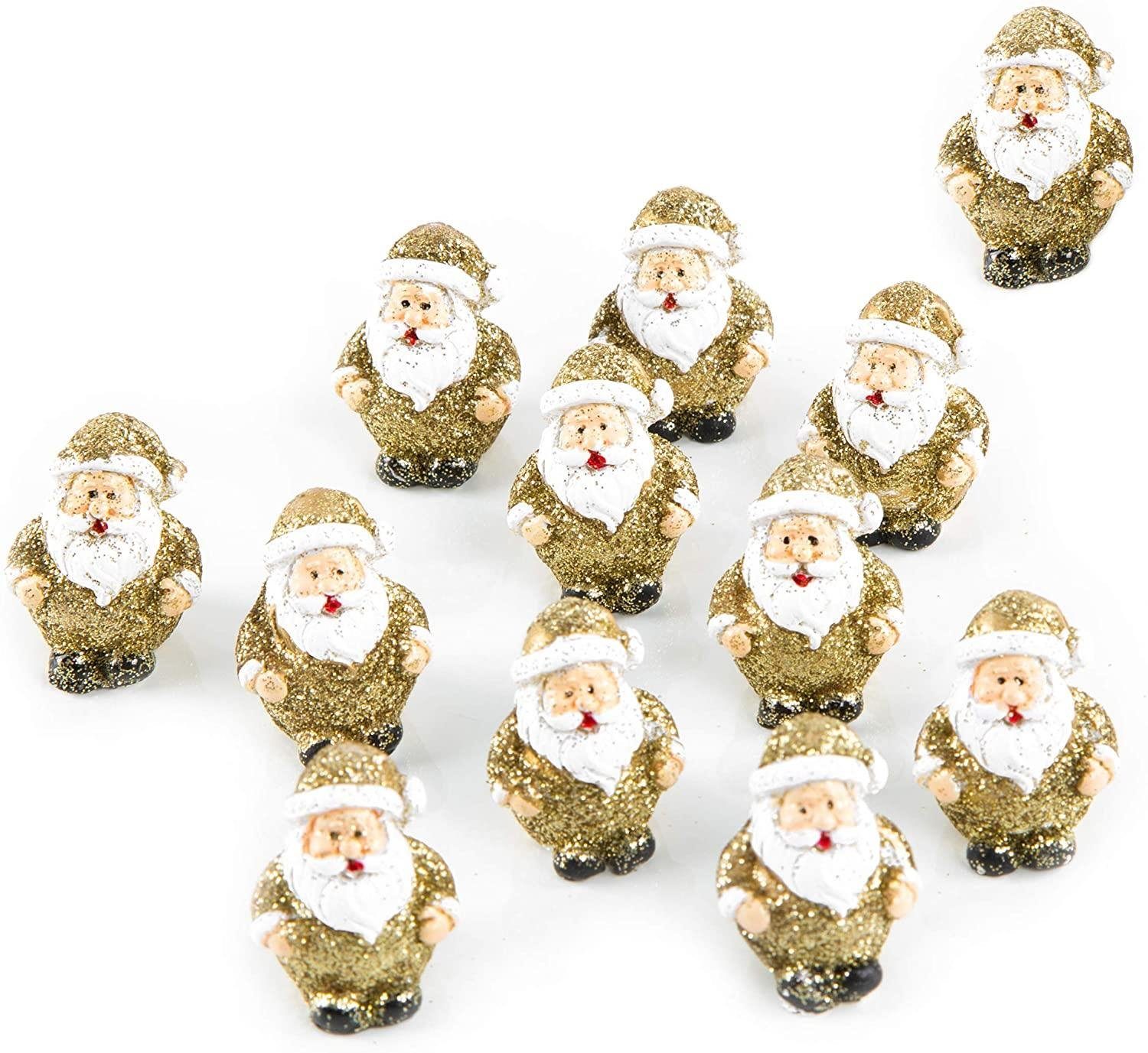 12 Weihnachtsfigur glitzernd Figuren Weihnachtsmann Logbuch-Verlag St), 12 glitzer Nikoläuse Nikolaus Gold goldfarben (Set,