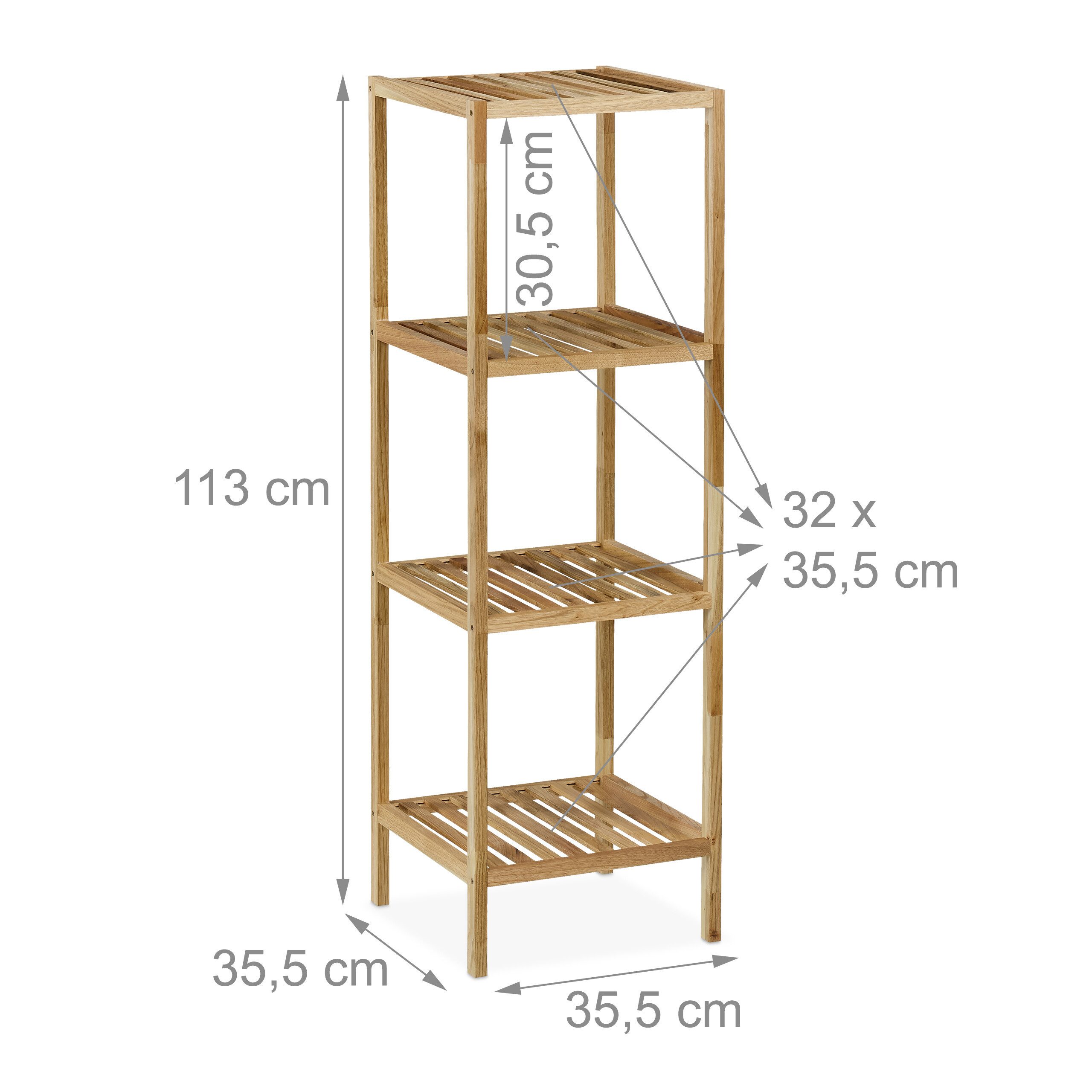 relaxdays Badregal Walnuss mit offenen Ablagen, 1-tlg., 4 – Bild 4 von 5