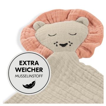 Hauck Schnuffeltuch Cuddle N Play Animals - Lion Beige, Schmusetuch Baby Kuscheltuch Baumwolle 25 x 25 cm