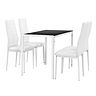Tisch schwarz/weiß mit weißen Stühlen
