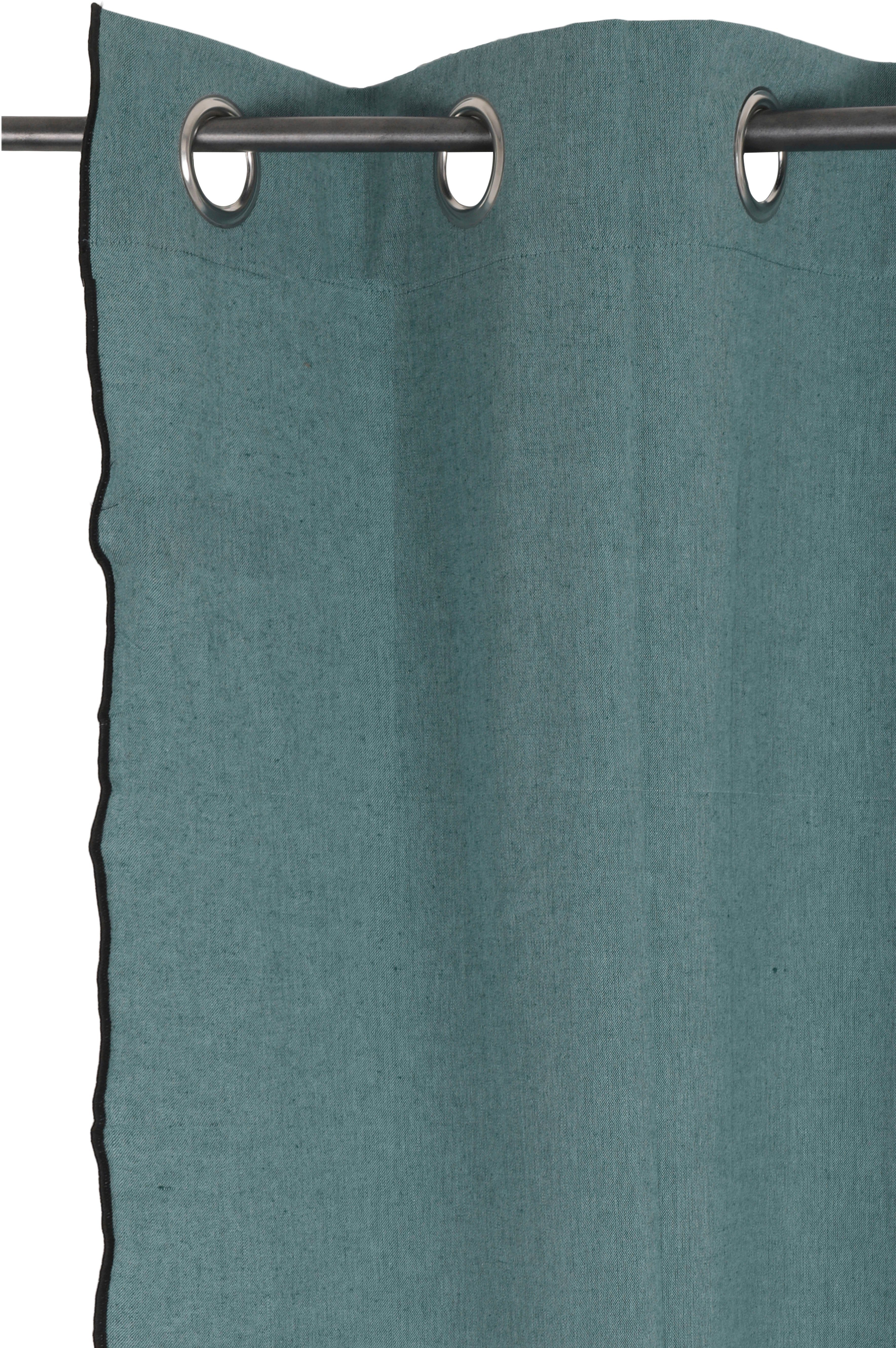 Vorhang Ellen, andas, Overlocknaht, mit schwarzen grün St), blickdicht, Unifarben verschiedene Größen Ösen (1