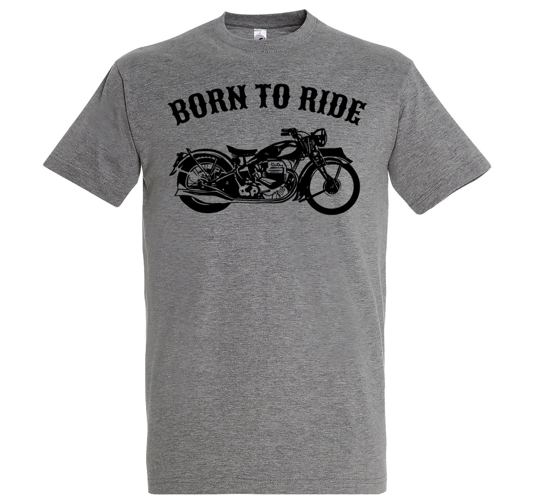 Youth Designz Print-Shirt Born To Ride Herren T-Shirt Biker Motorrad mit modischem Spruch Print Graumeliert