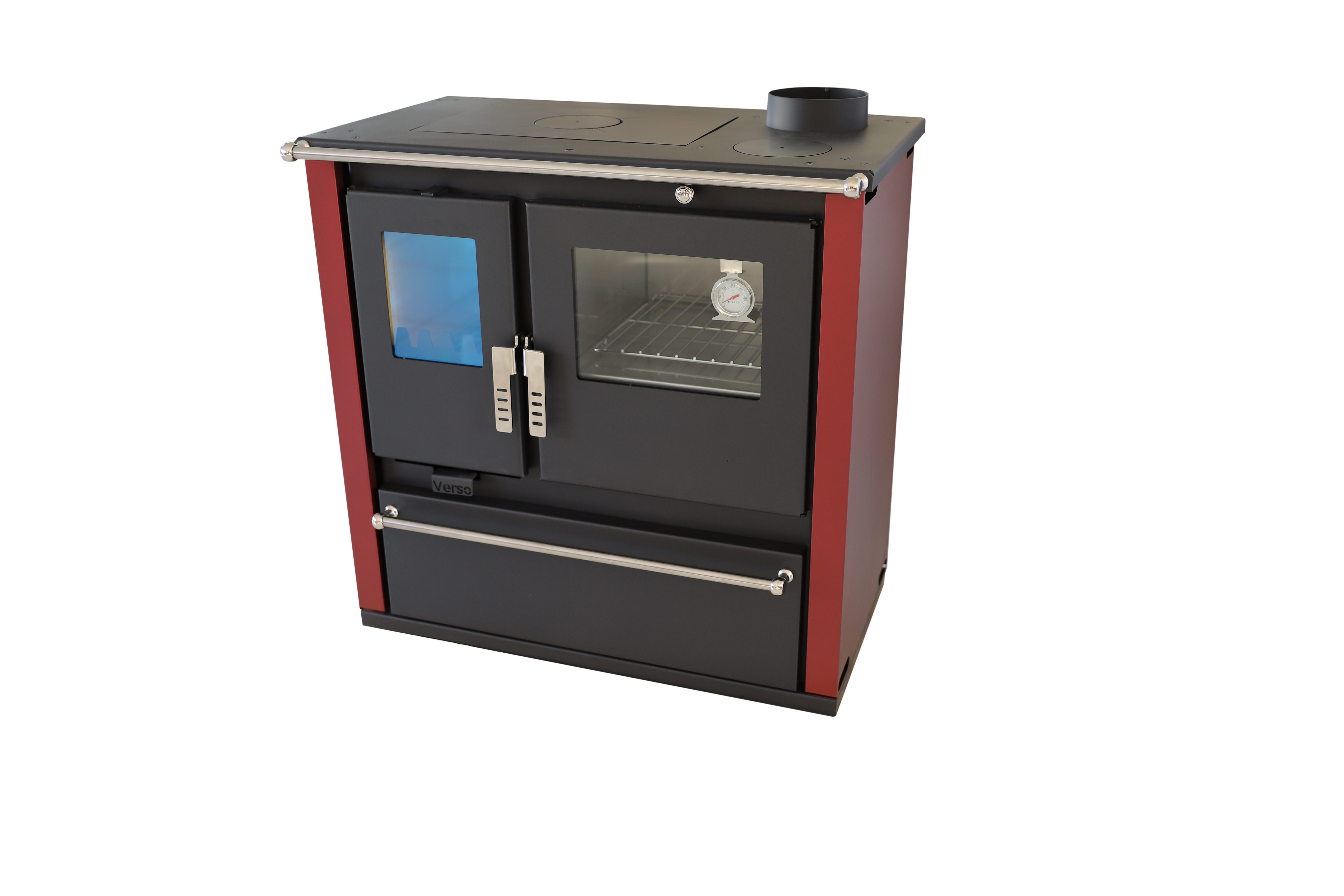Verso Kaminofen CS PLUS INOX-Bourgundy