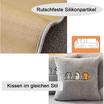 Sofabezug Sofaschutz, Samt rutschfest L Form 1 2 3 4 Sitzer Sofabezug, grau, NUODWELL