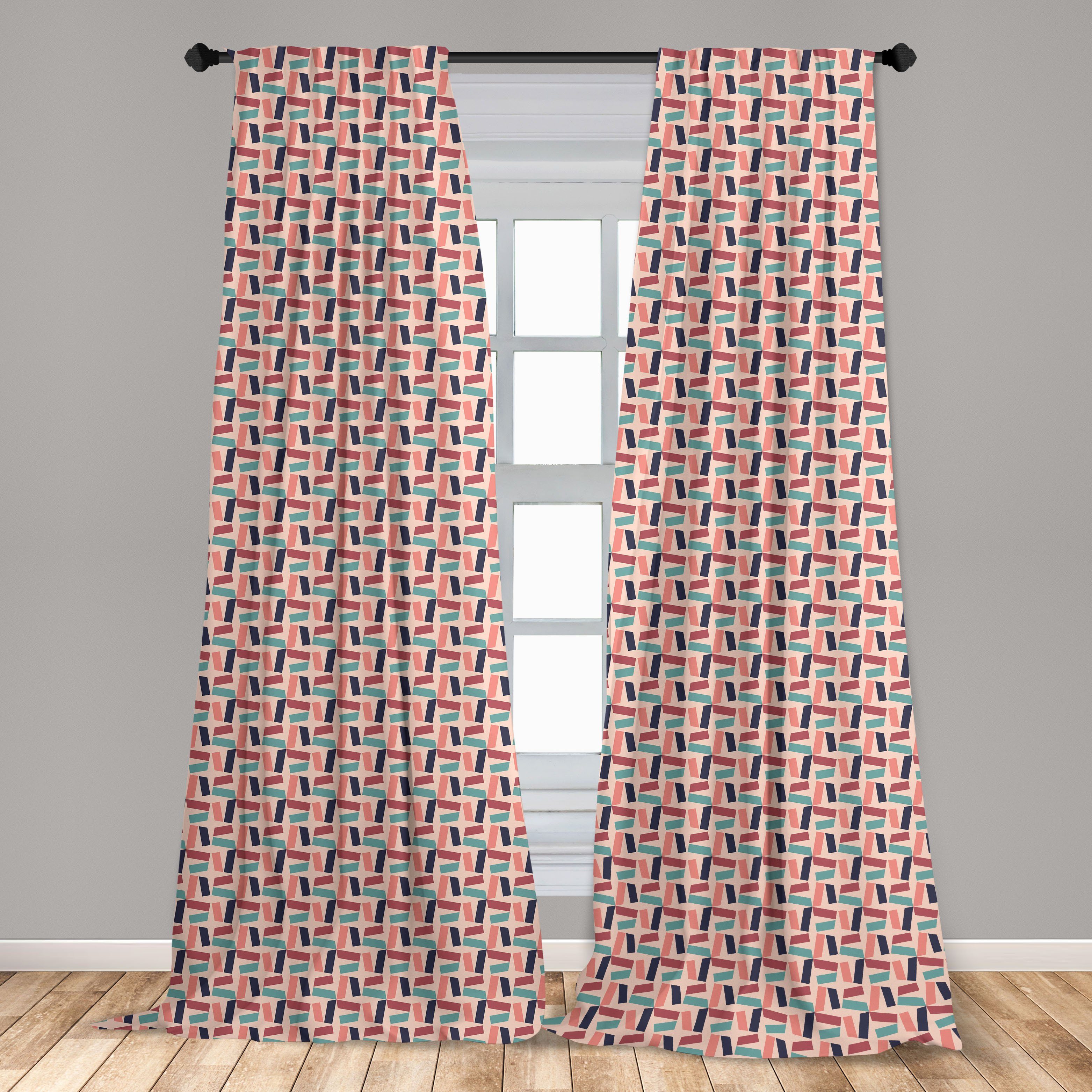 Wohnzimmer Schlafzimmer Vorhang für Buntes Mosaik Abakuhaus, Geometrisch Dekor, Gardine Microfaser,