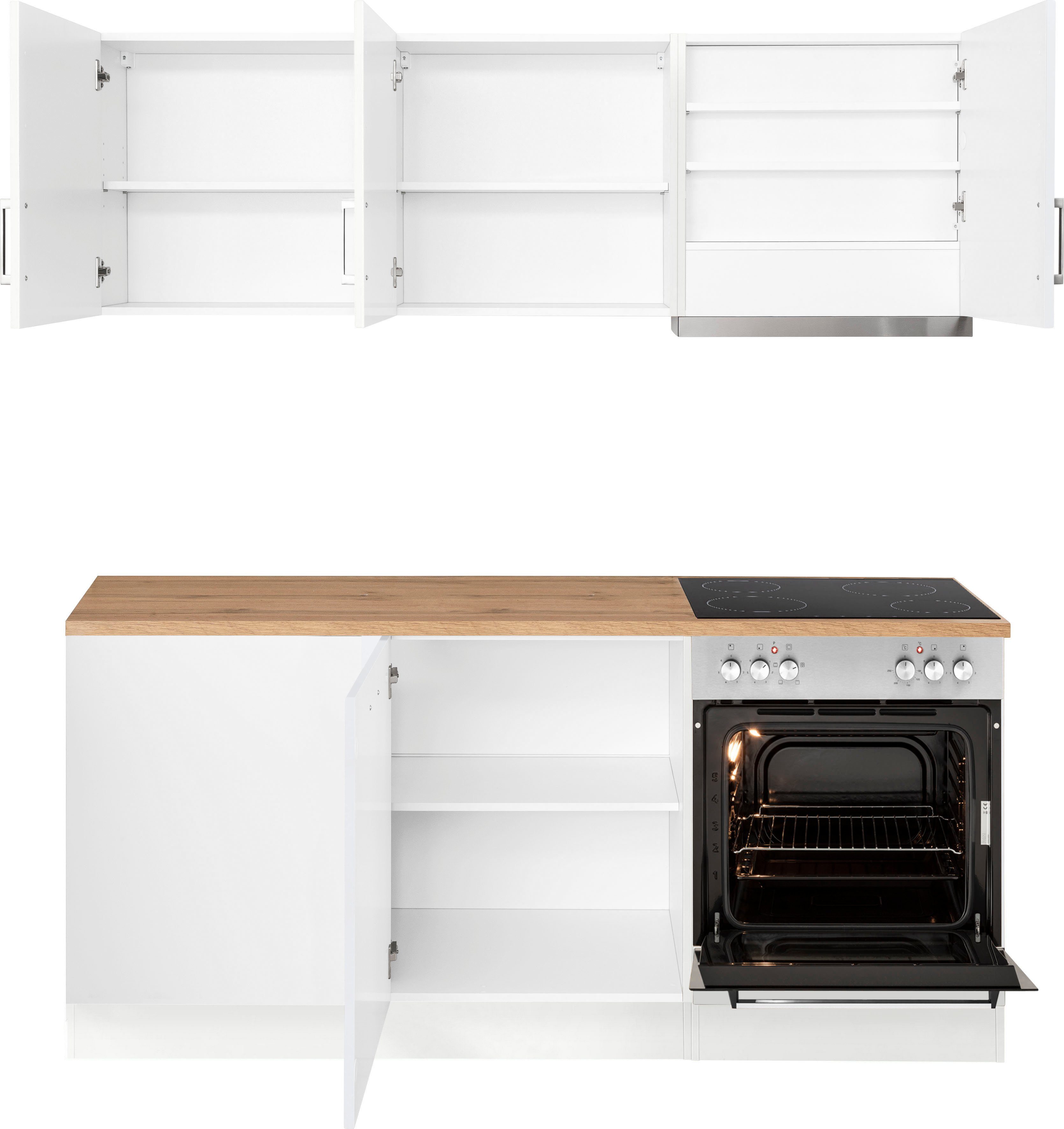 Cuisine d'angle KS-Tinnum avec poste de cuisson, électroménager inclus, largeur d'encastrement 240/180 cm