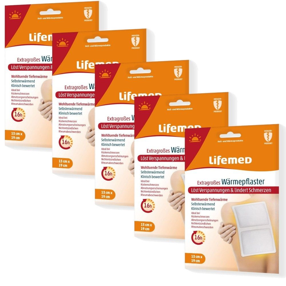LifeMed Wärmepflaster 5x Lifemed Wärmepflaster extragroß 19 cm x 13 cm