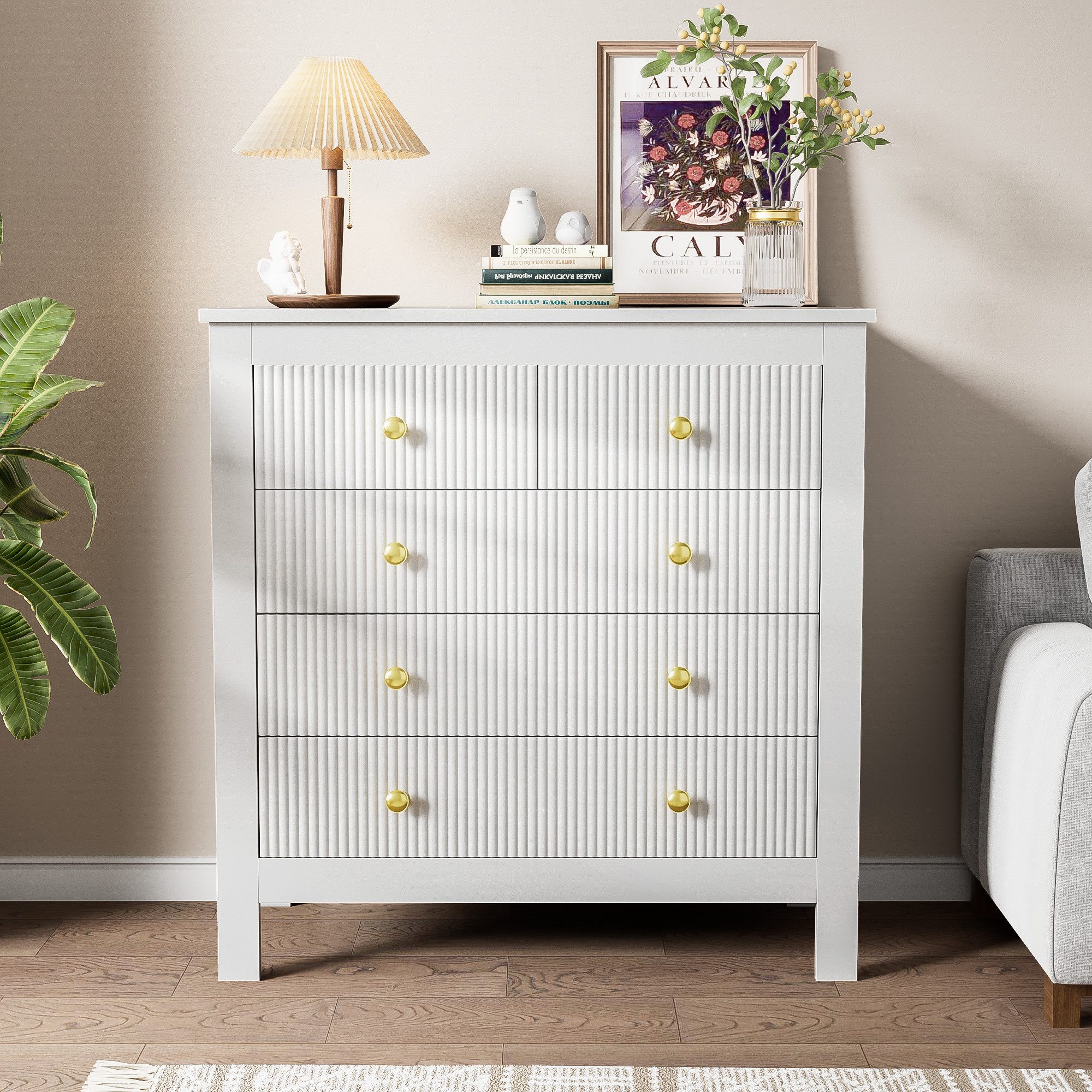 SOFTWEARY Schubkastenkommode (79/40/81 cm), Kommode mit Schubladen, Mehrzweckschrank