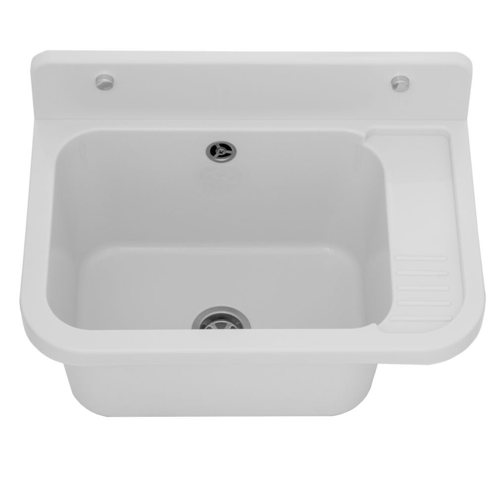 Lavre Waschbecken Vigo, Kunststoff Spülbecken Waschtrog Ausgussbecken, 50x33x21 cm, weiß