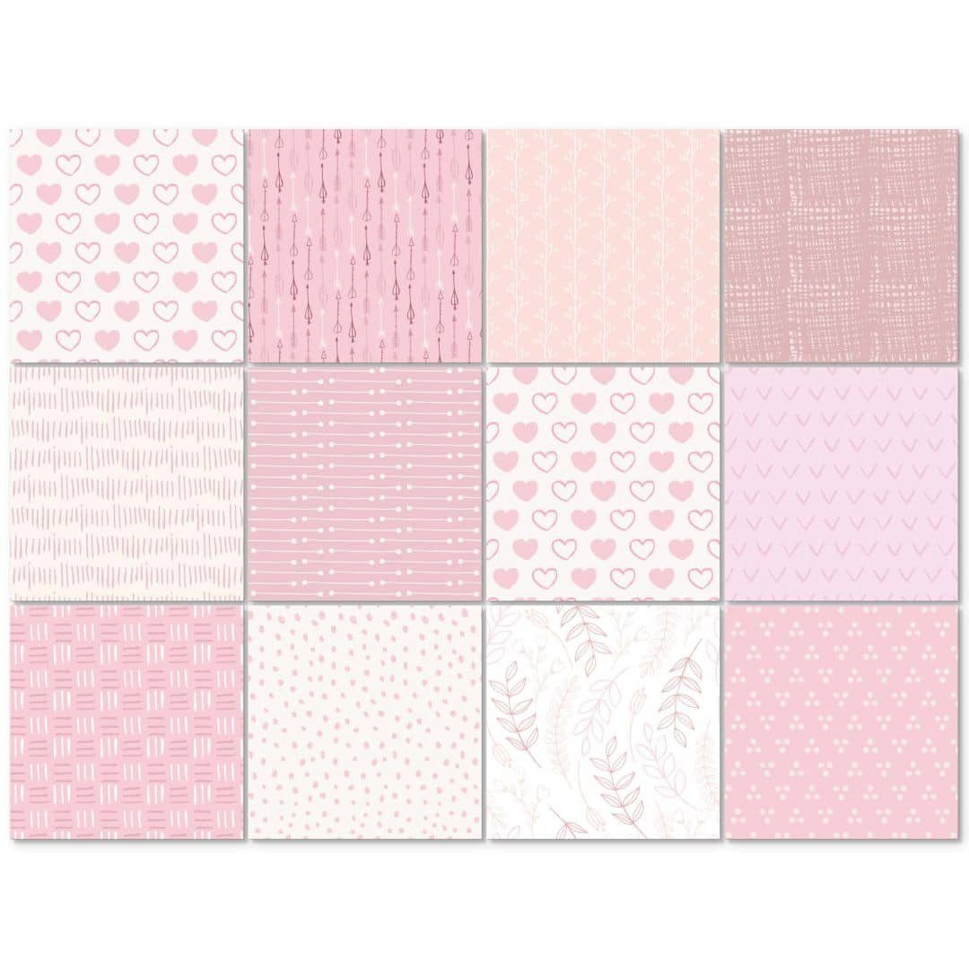 K&L Wall Art Fliesenaufkleber Klebefliese Sticker Set selbstklebend Mädchen Liebe Herz Rosa