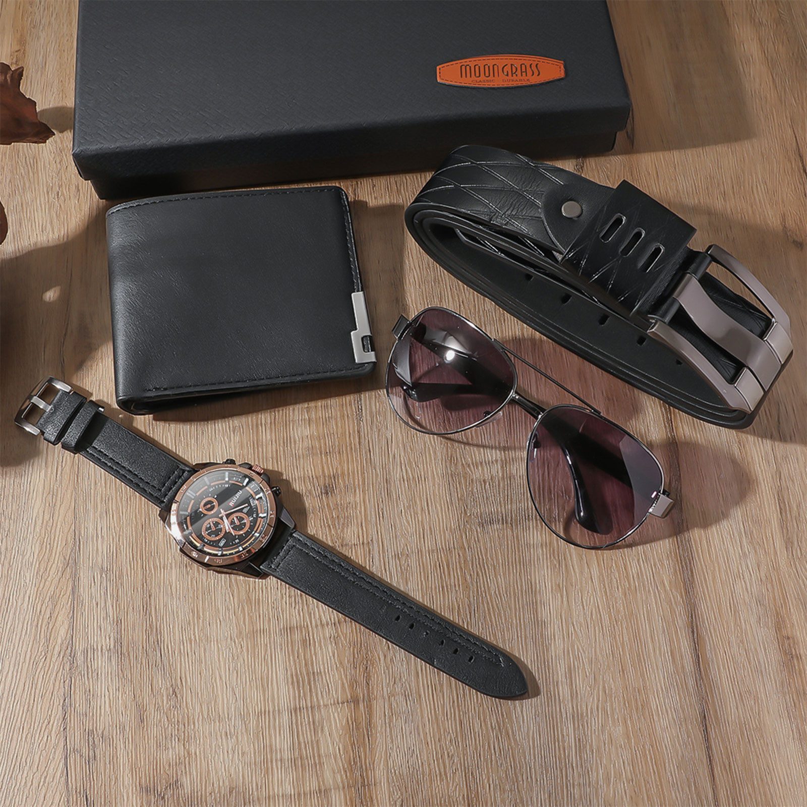 MODFU Geldbörse Herren Gentleman Geschenkset Accessoire Set Kunstleder Gürt günstig online kaufen