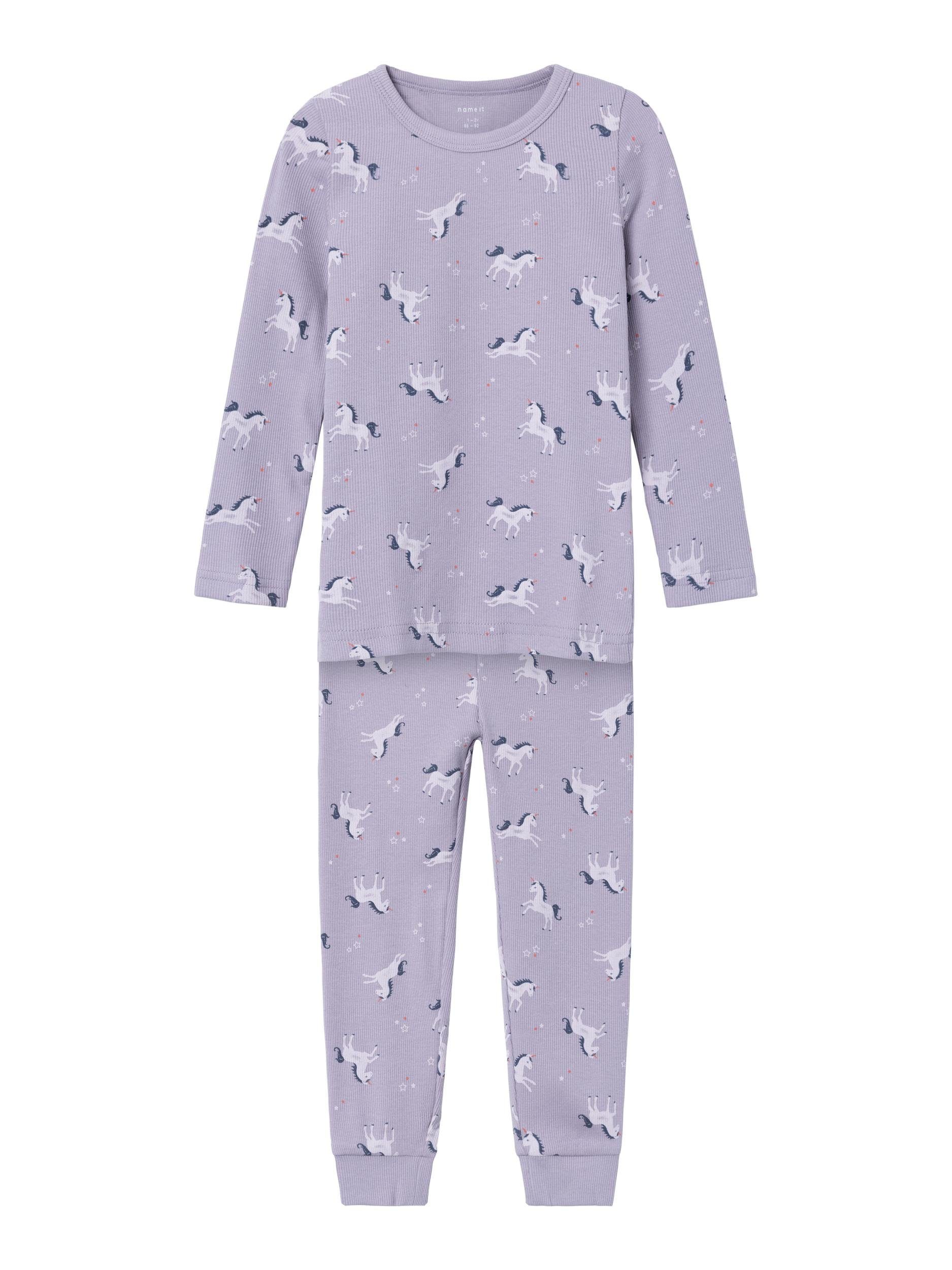 Schlafanzug NOOS tlg) 2 NMFNIGHTSET RIB It Name LAVENDER UNICORN (Set,