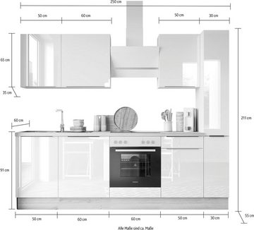 RESPEKTA Küchenzeile Safado aus der Serie Marleen, Breite 250 cm, mit Soft-Close, in exklusiver Konfiguration für OTTO