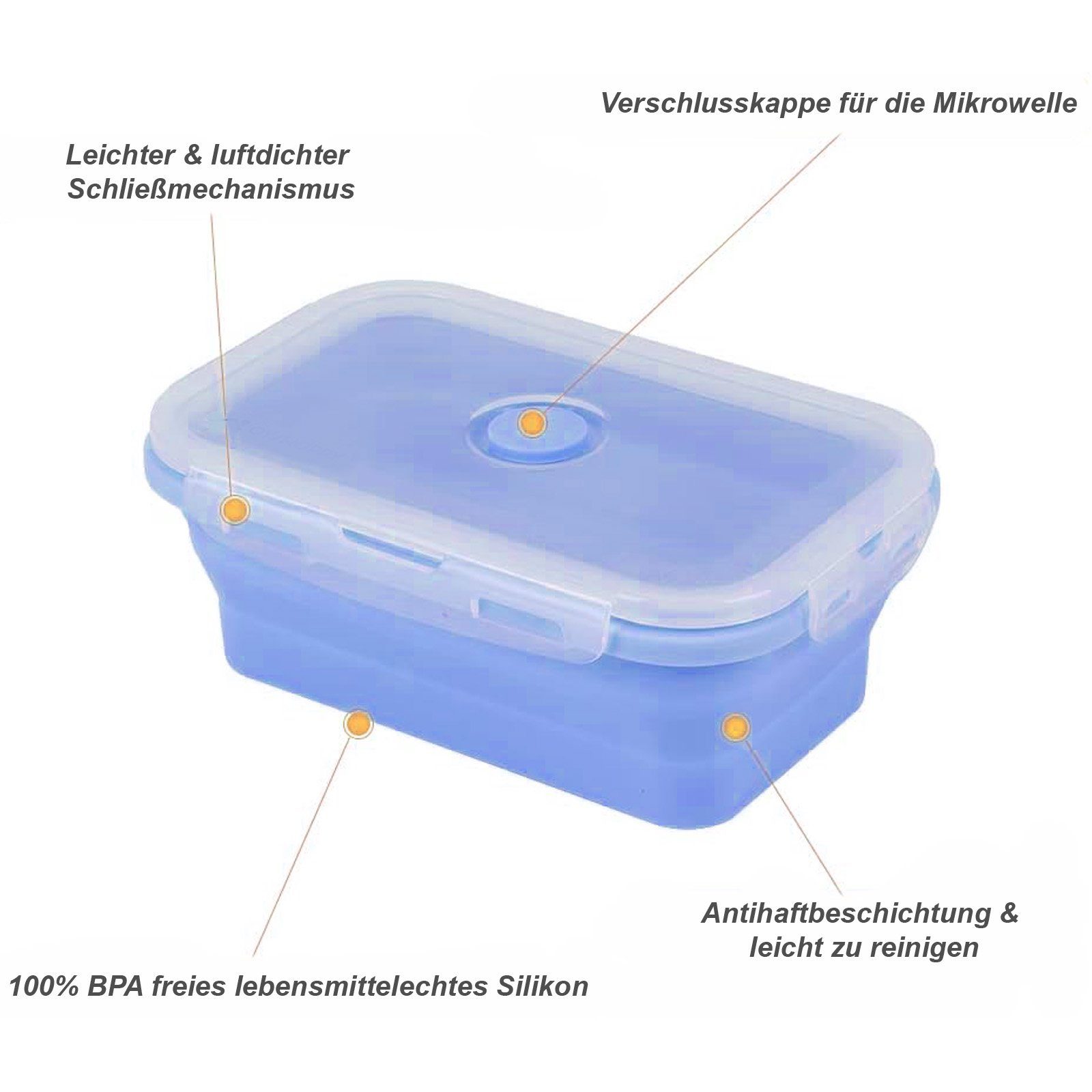 BPA Lunchbox Deckel Set Vorratsbehälter frei Silikon, 8er Vorratsdose mit faltbar HAC24 Frischhaltedosen,