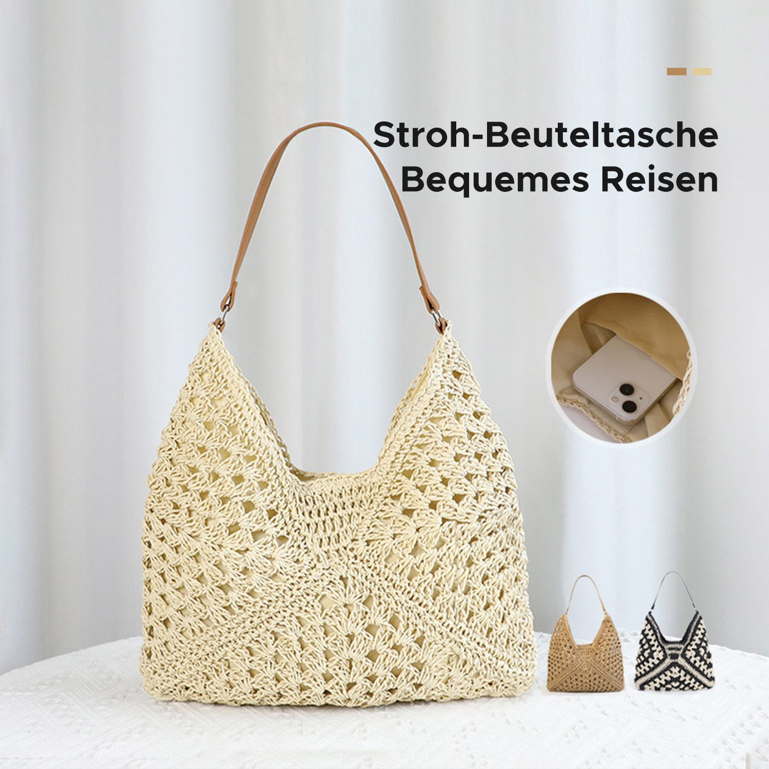 Refttenw Strandtasche Vintage Umhängetasche,Bohemien Tragetasche,Große Stro günstig online kaufen