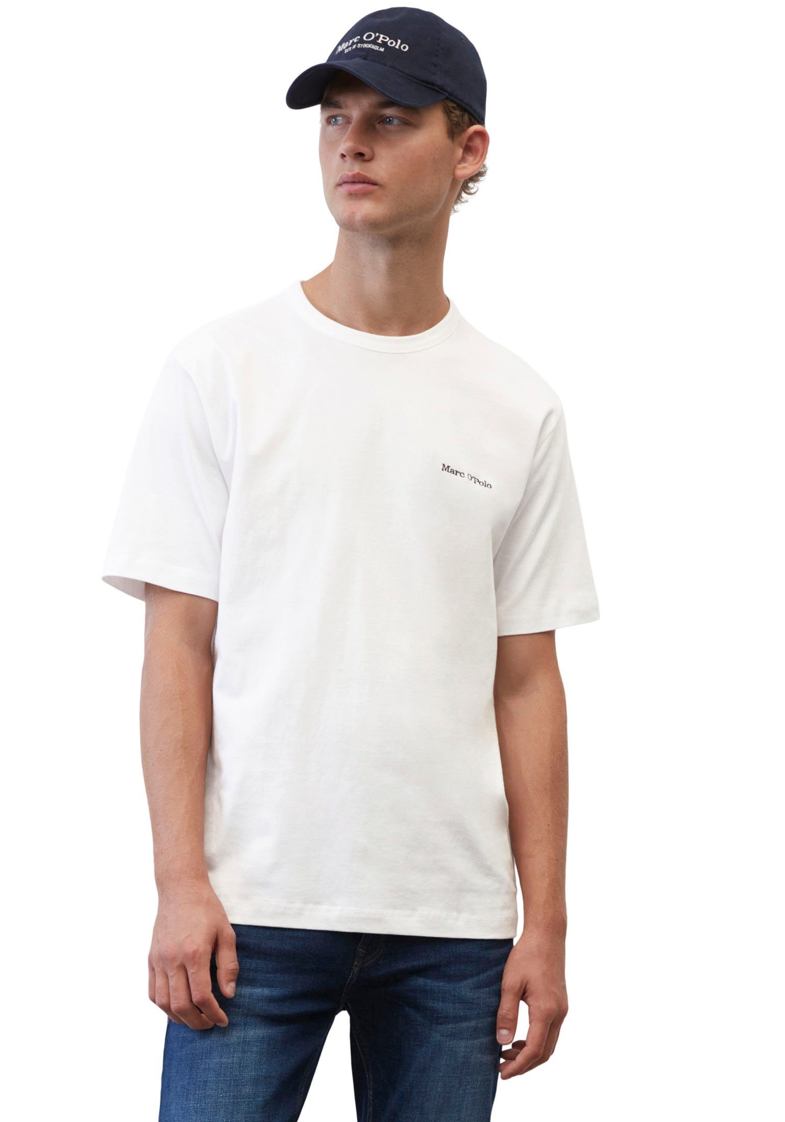 Marc O'Polo T-Shirt mit dezenter Label-Stickerei weiß