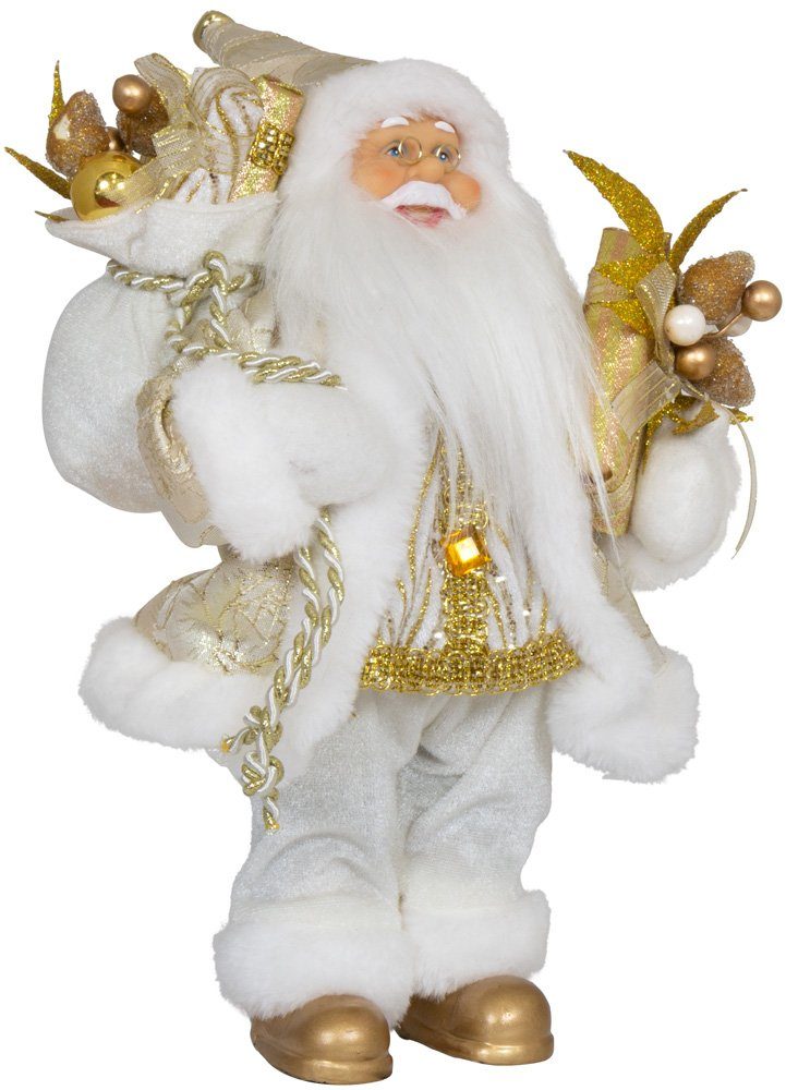 Fredrik 30/45/60cm, versch. Weihnachtsdeko Weihnachtsmann Größen Weiß-Gold Christmas Paradise