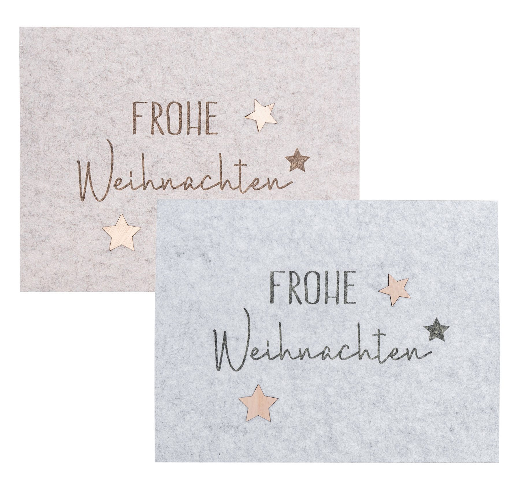 Levandeo® Platzset, 2er Set Platzset Frohe Weihnachten Filz Grau Beige Tisc günstig online kaufen