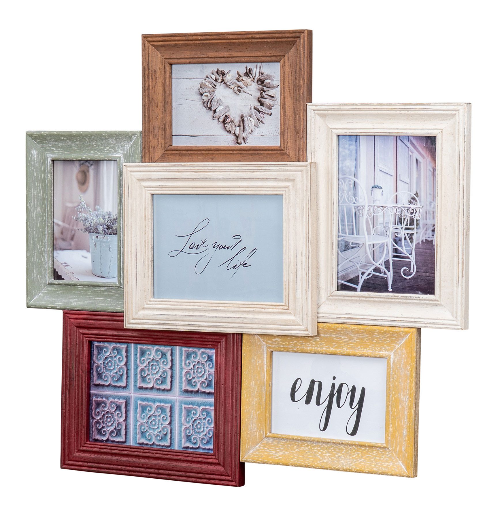 Levandeo® Bilderrahmen Collage, Fotorahmen Antik Collage günstig online kaufen