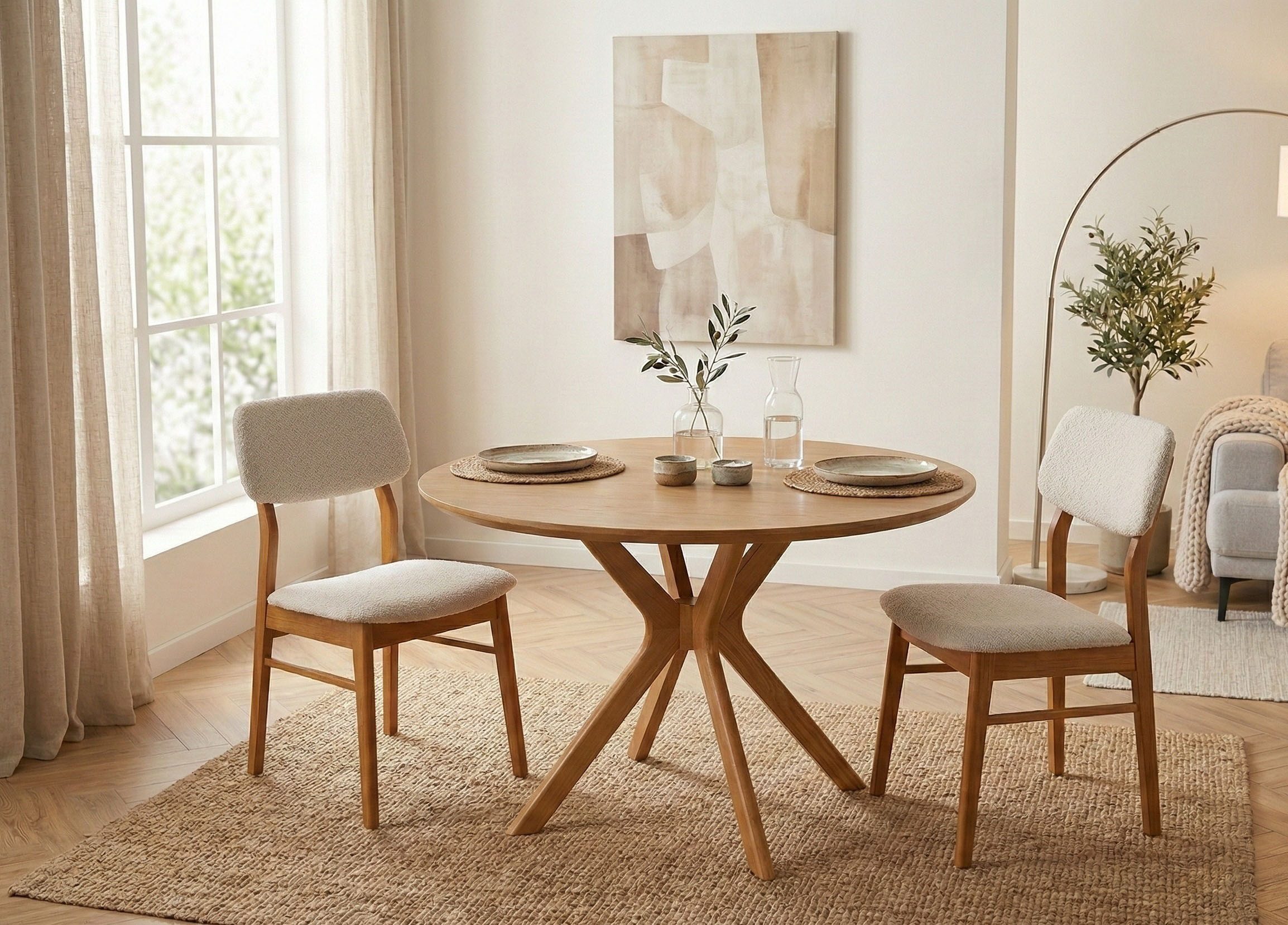 Jahnke Esszimmerstuhl JOY SIT DUO (Set), Esszimmerstuhl (2er Set), Massivholz, Boucle-Stoff,bis 110kg belastbar