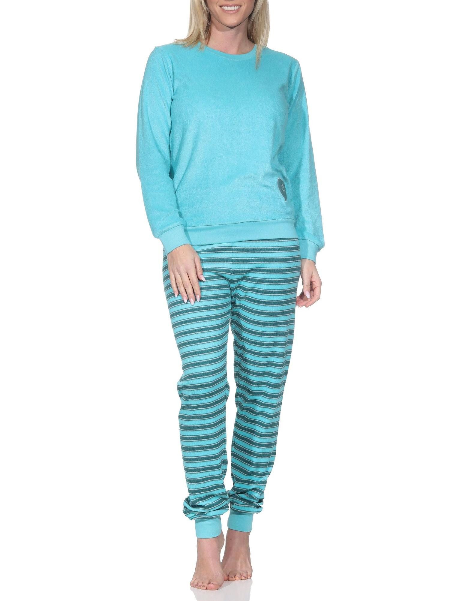 Normann Pyjama Normann Damen Frottee Schlafanzug mit Herzmotiv – auch in Übergröße