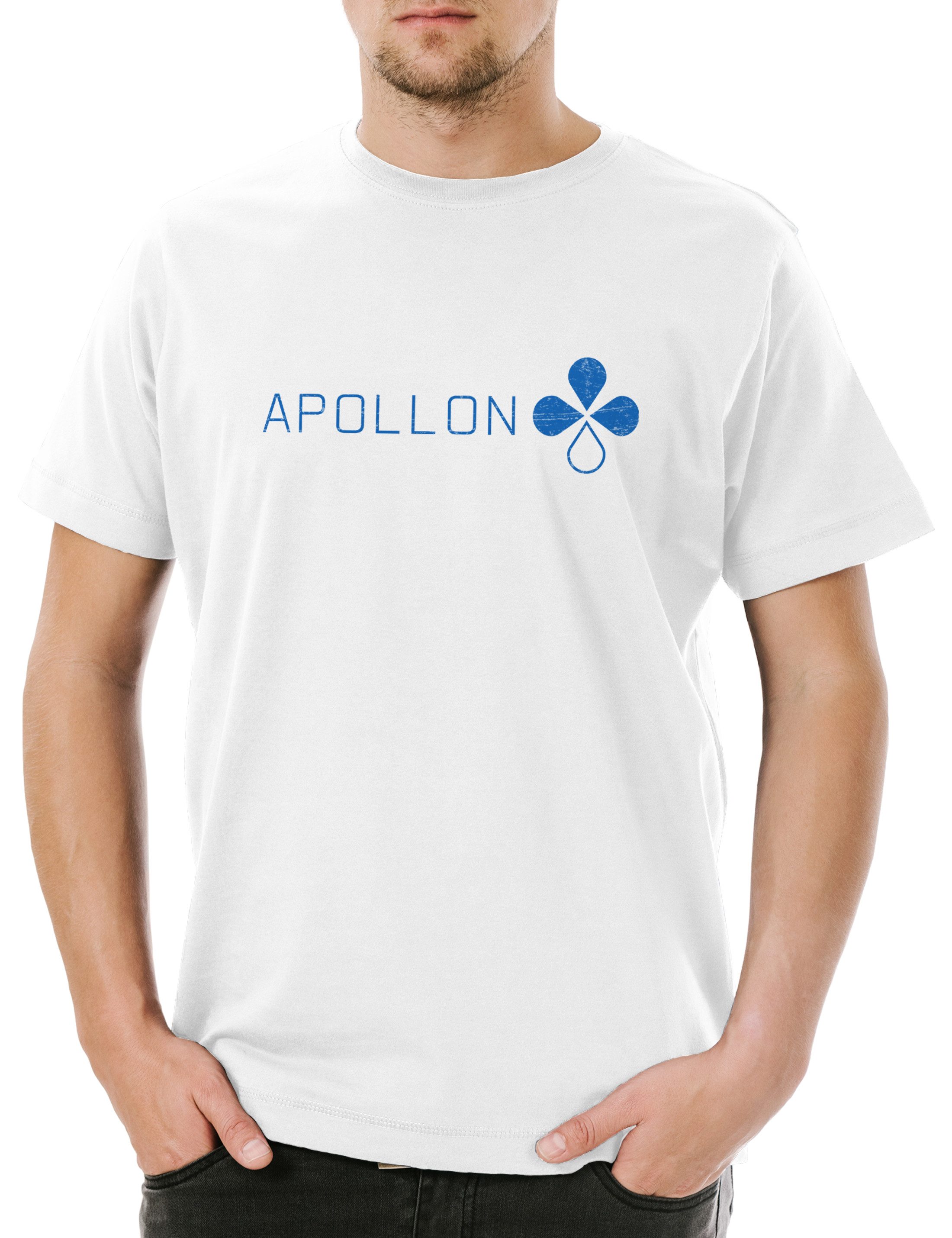 Print-Shirt Apollon Logo II Herren T-Shirt Danish The Biotech Company Rain Symbol