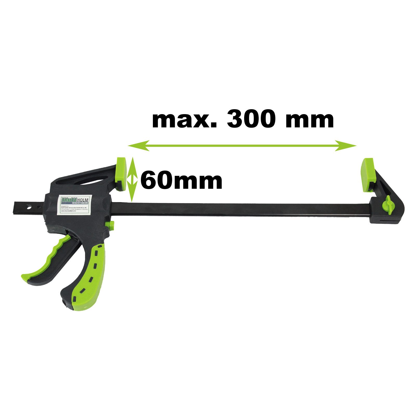 TRUTZHOLM Schraubzwinge 4x Einhandzwingen Schnellspannzwinge ergonomischer Griff 60x300 mm, (Set) – Bild 4 von 5