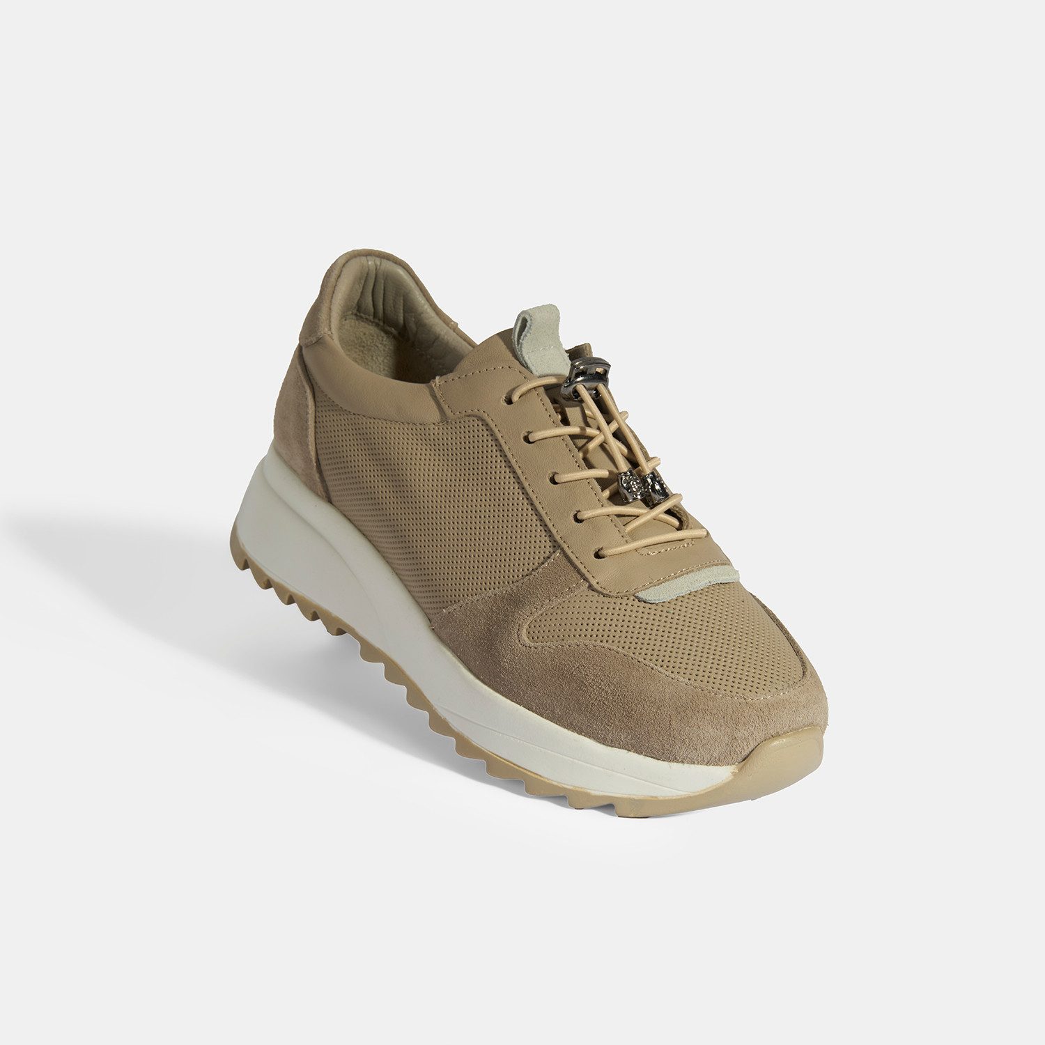 Desa Damen-Sneaker – Obermaterial und Futter aus Leder, elastische Schnürs Sneaker