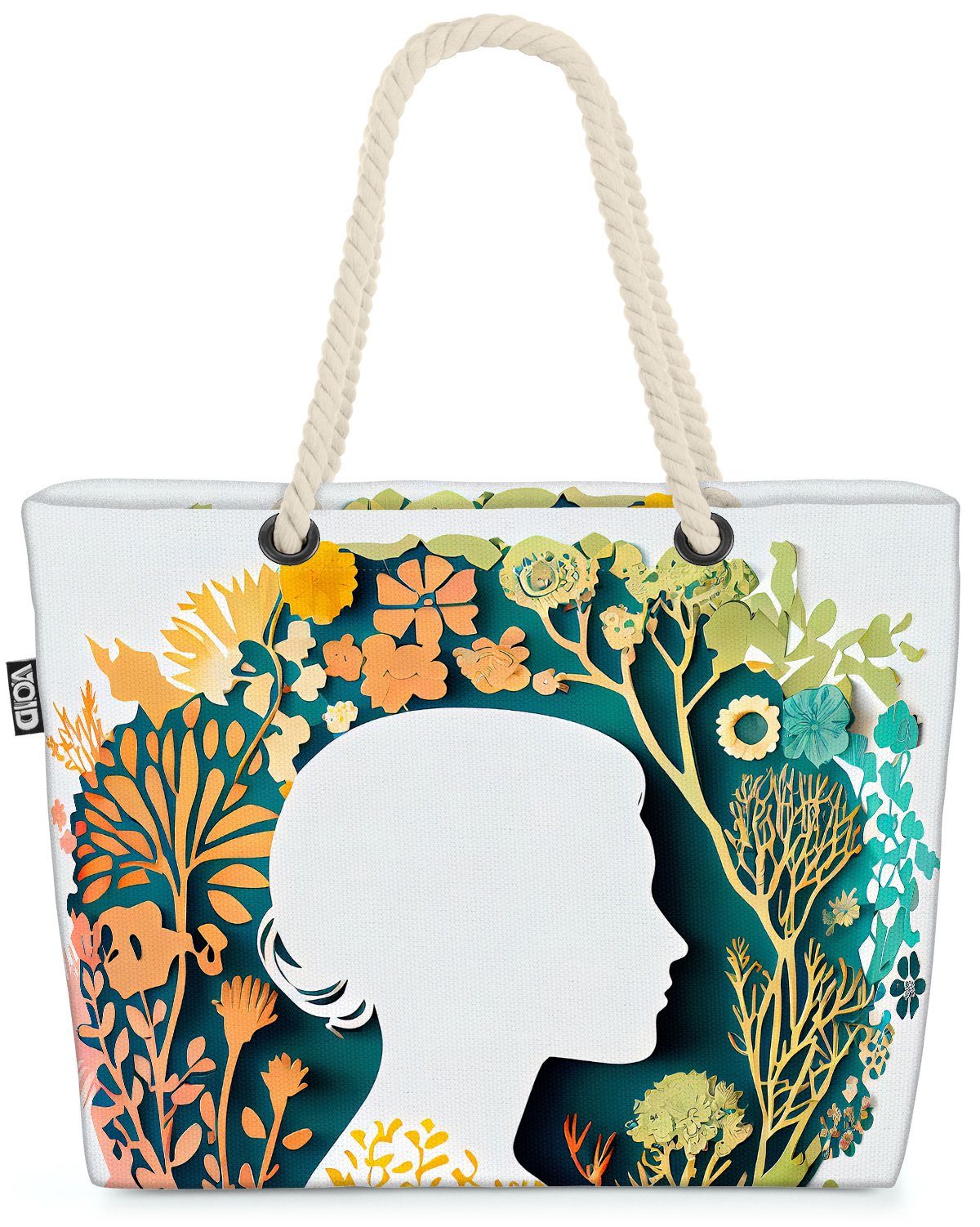 VOID Strandtasche (1-tlg), Art Design Mädchen Muttertag Mädchen Garten Blumen Blumenmuster papie