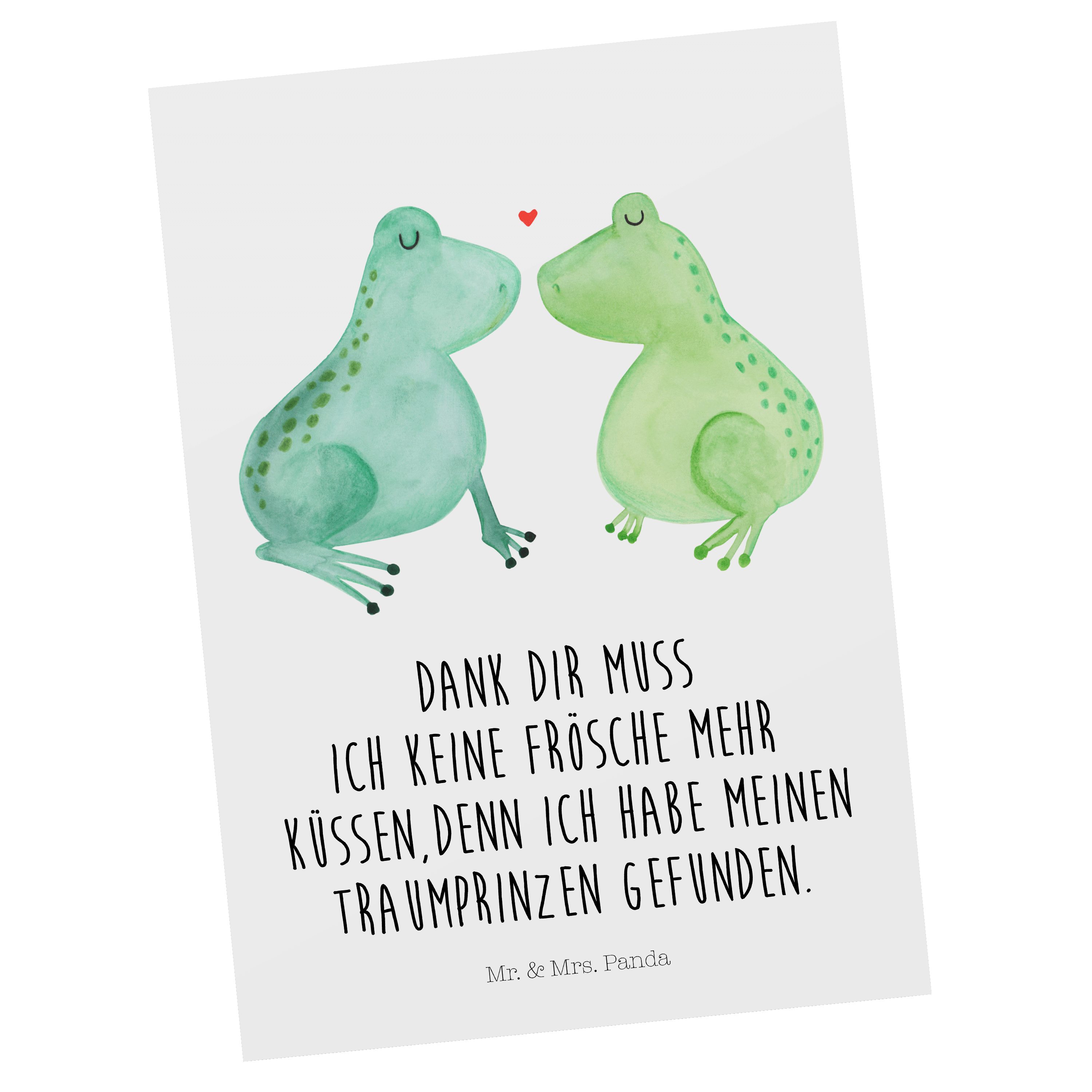 Postkarte Ehefrau, Mr. Mrs. Frösc Panda Geschenk, Weiß Karte, - Frosch & Liebe - verliebt, Paar,