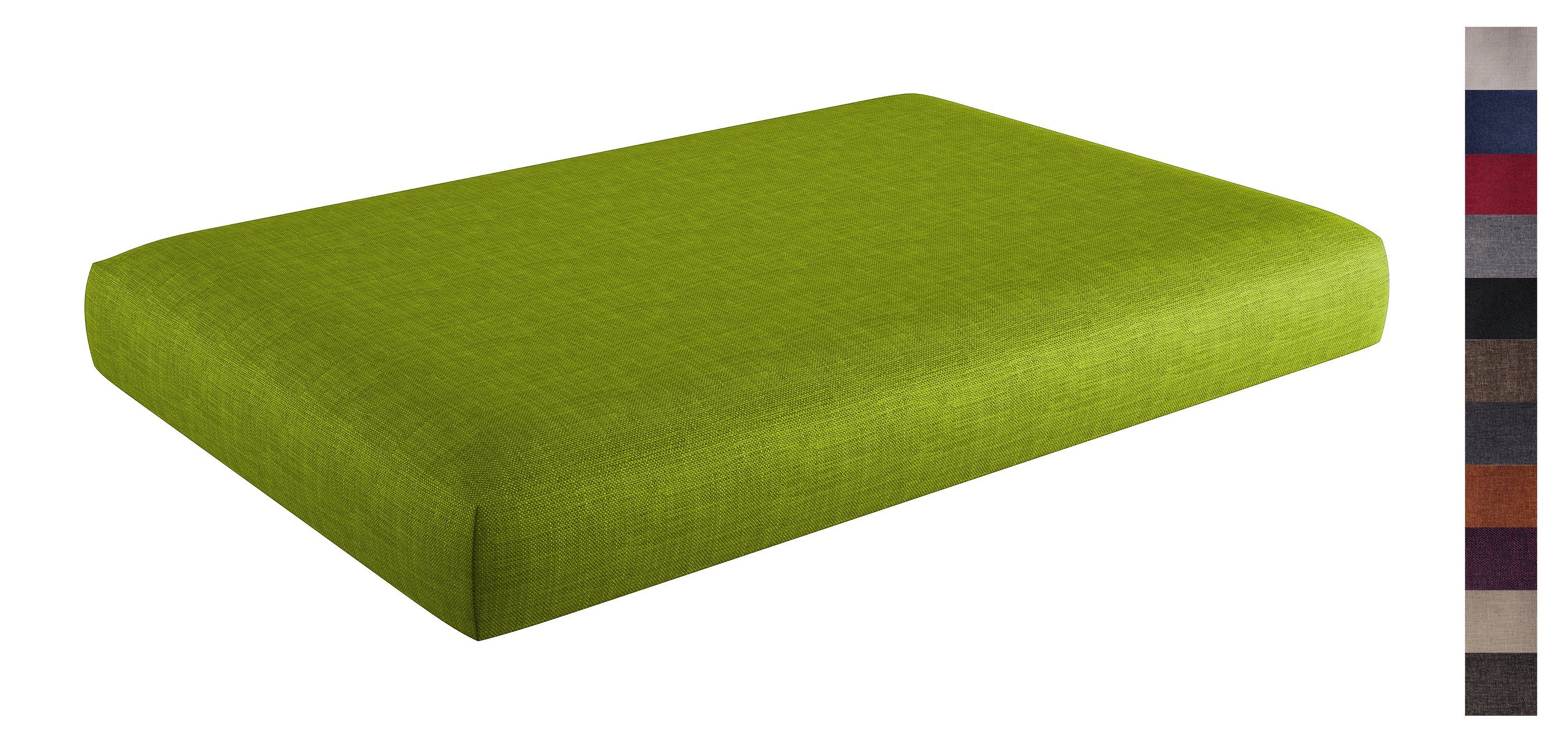 120x80x15cm, Palettenkissen mit Sitzkissen Grün sunnypillow Bezug abnehmbarem Sitzkissen
