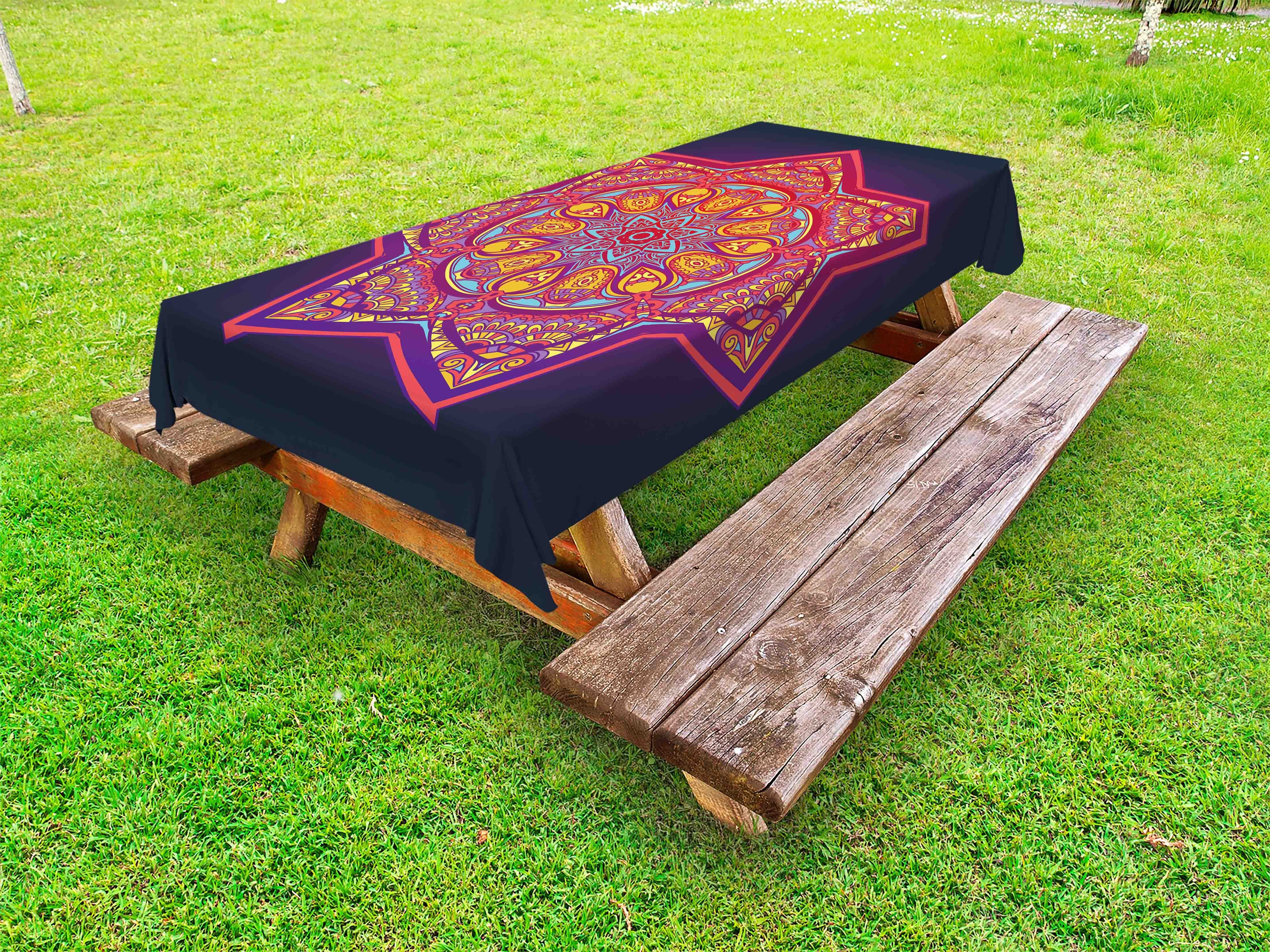 Abakuhaus Tischdecke dekorative waschbare Picknick-Tischdecke, Blatt Geometrische Tibetan Mandala