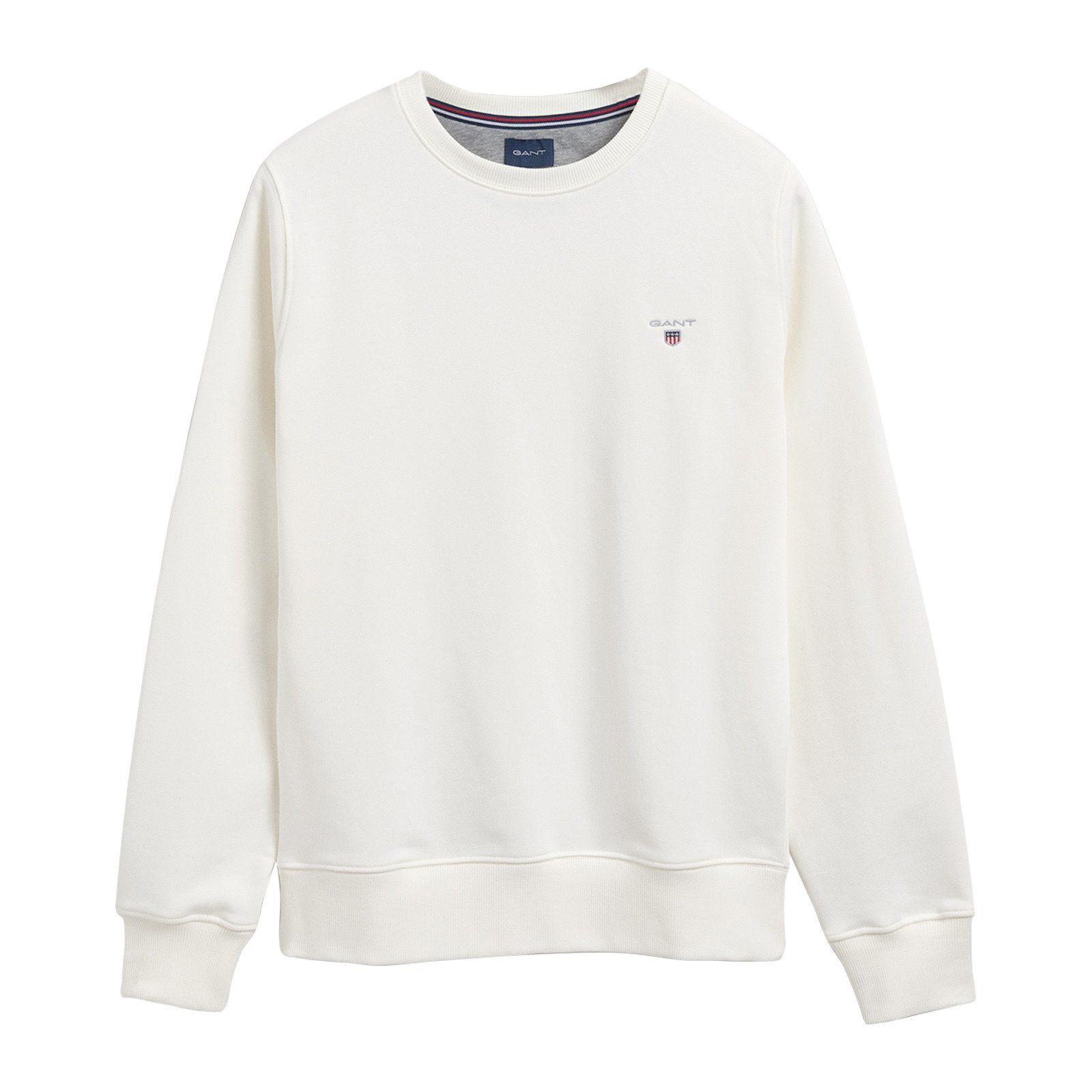 Gant Sweatshirt Herren Sweatshirt - Ecru Loopback Sweater, Rundhals